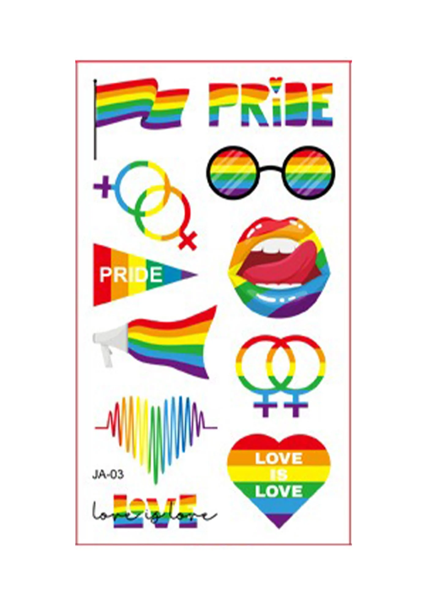 1pc Y2K Pride Rainbow Tattoo Sticker Cherrykitten - Image 2