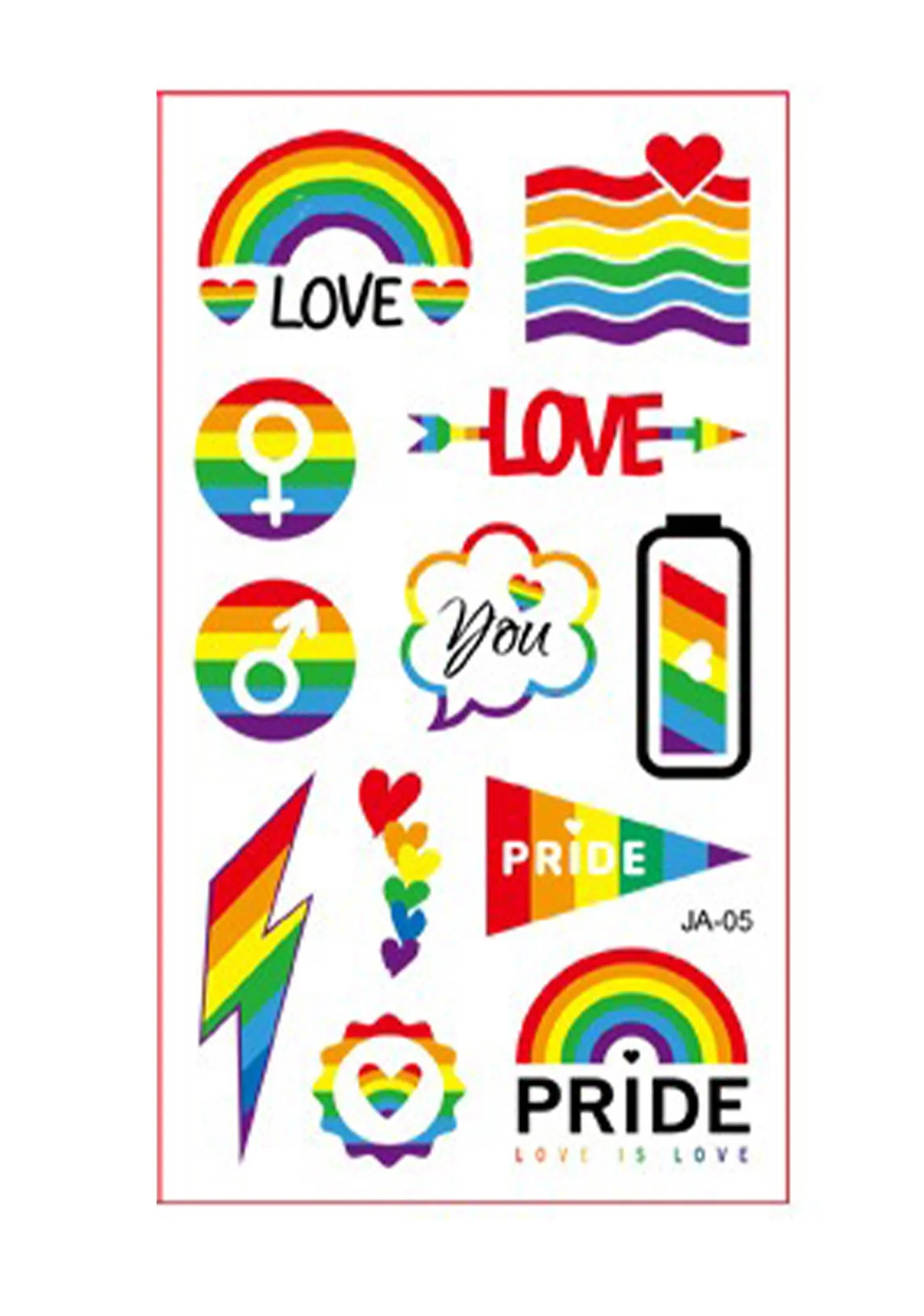 1pc Y2K Pride Rainbow Tattoo Sticker Cherrykitten - Image 3