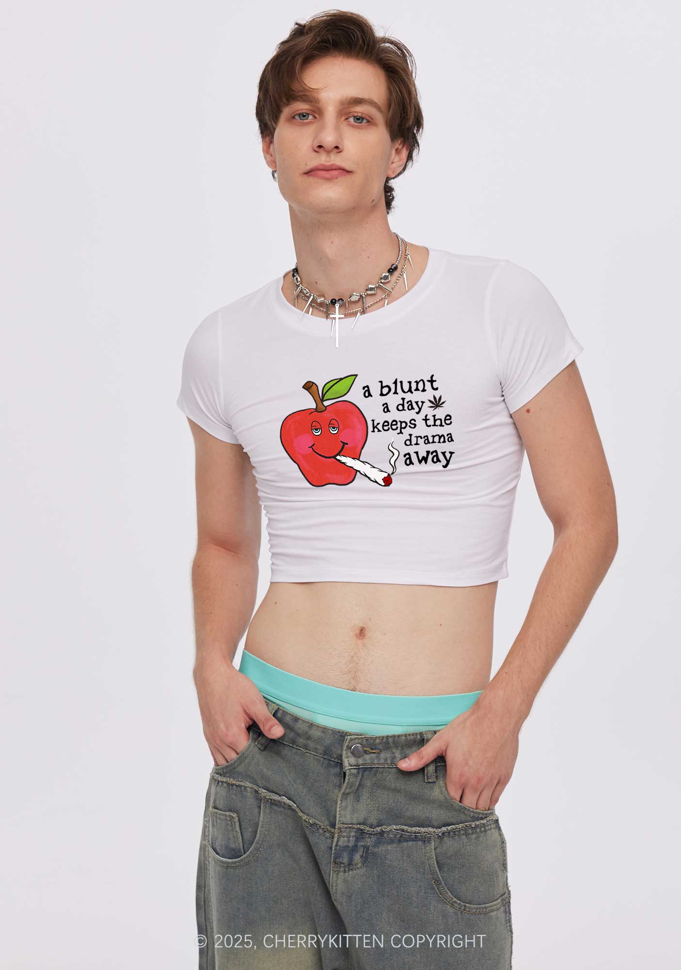 A Blunt A Day Y2K Baby Tee Cherrykitten - Image 2