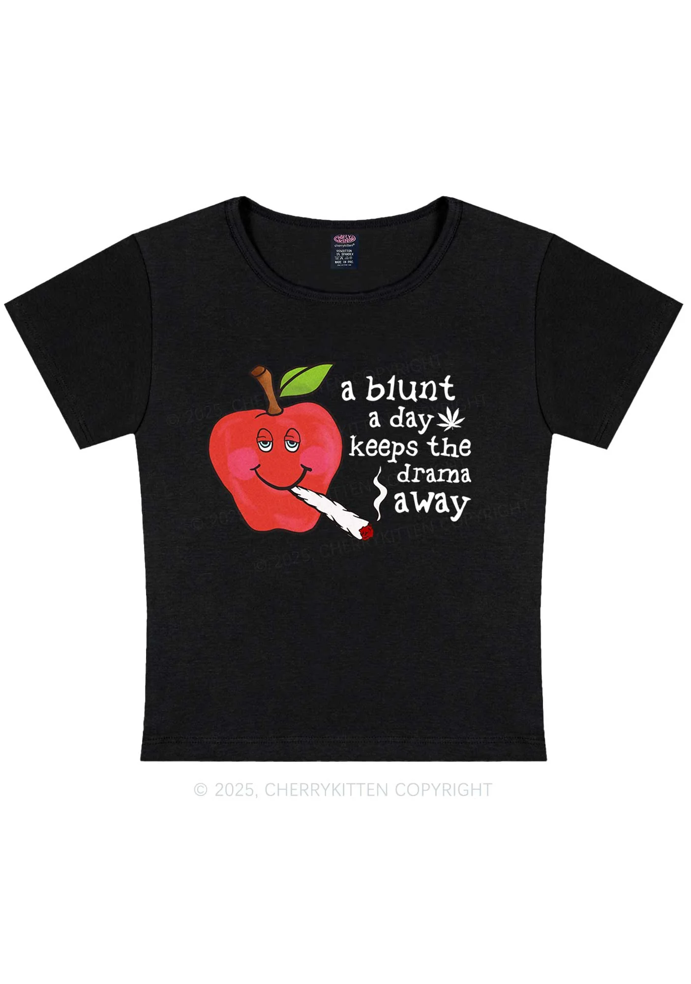 A Blunt A Day Y2K Baby Tee Cherrykitten - Image 4