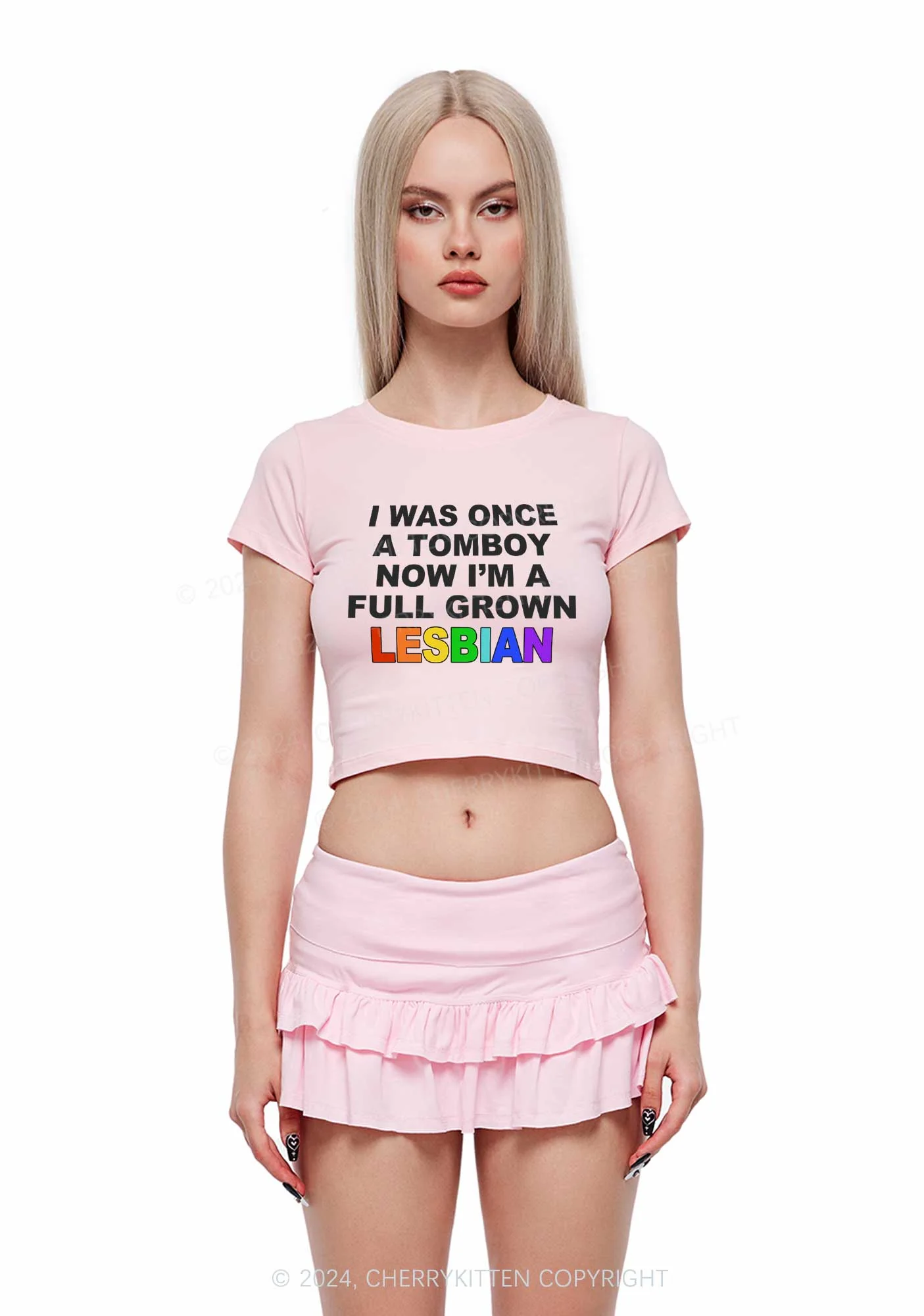 A Full Grown Lesbian Y2K Baby Tee Cherrykitten - Image 2