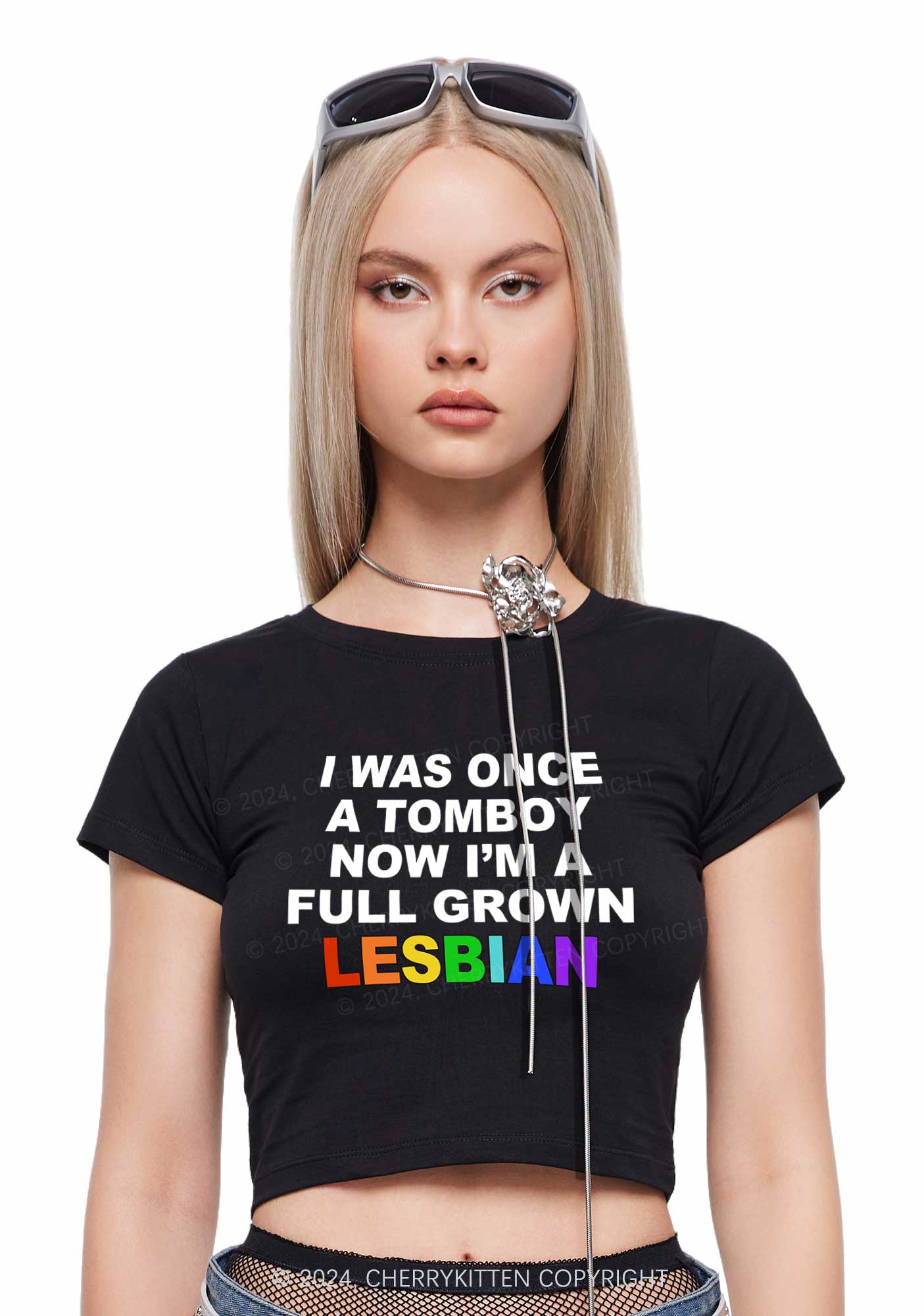 A Full Grown Lesbian Y2K Baby Tee Cherrykitten - Image 3