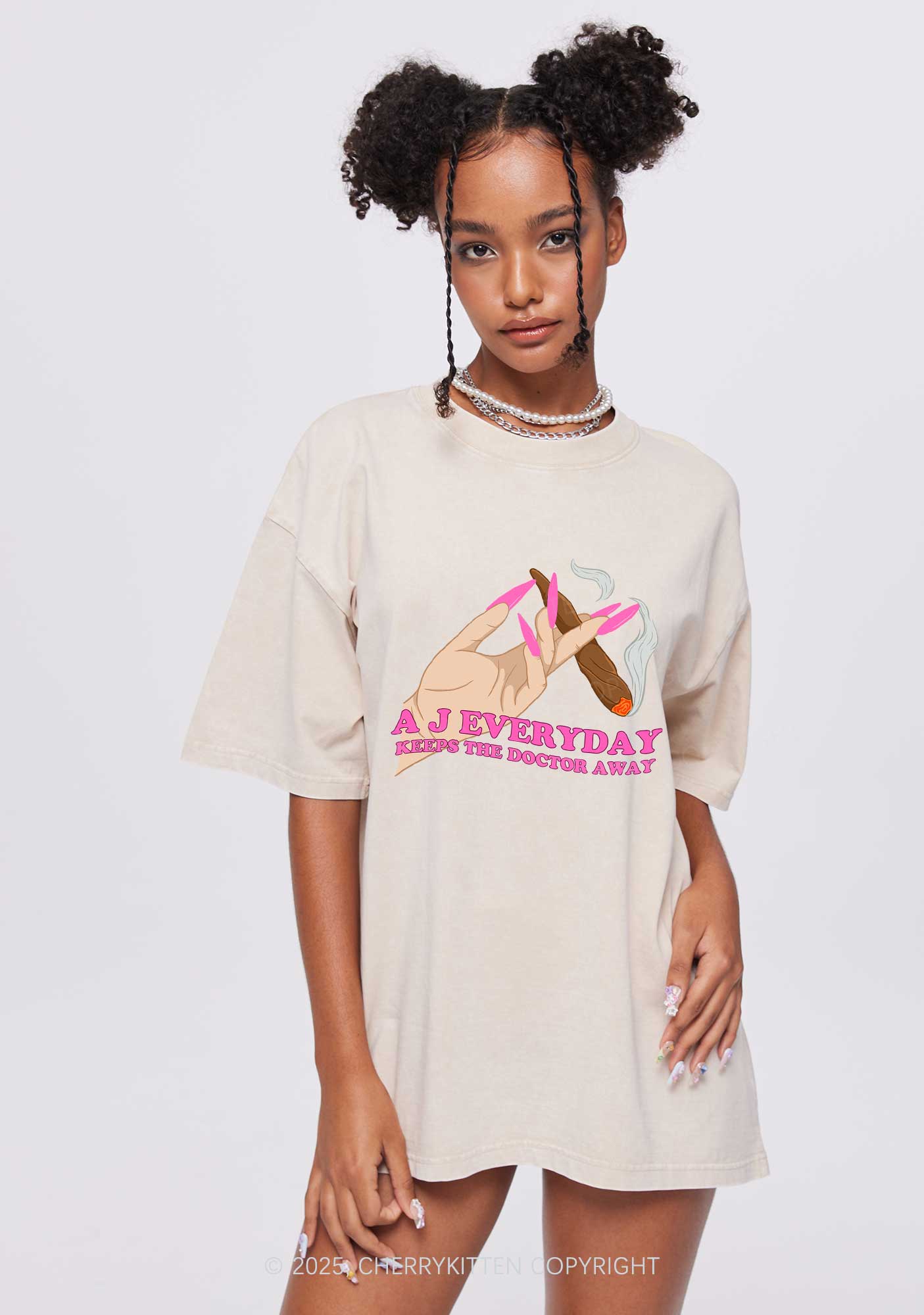 A J Everyday Y2K Washed Tee Cherrykitten - Image 2