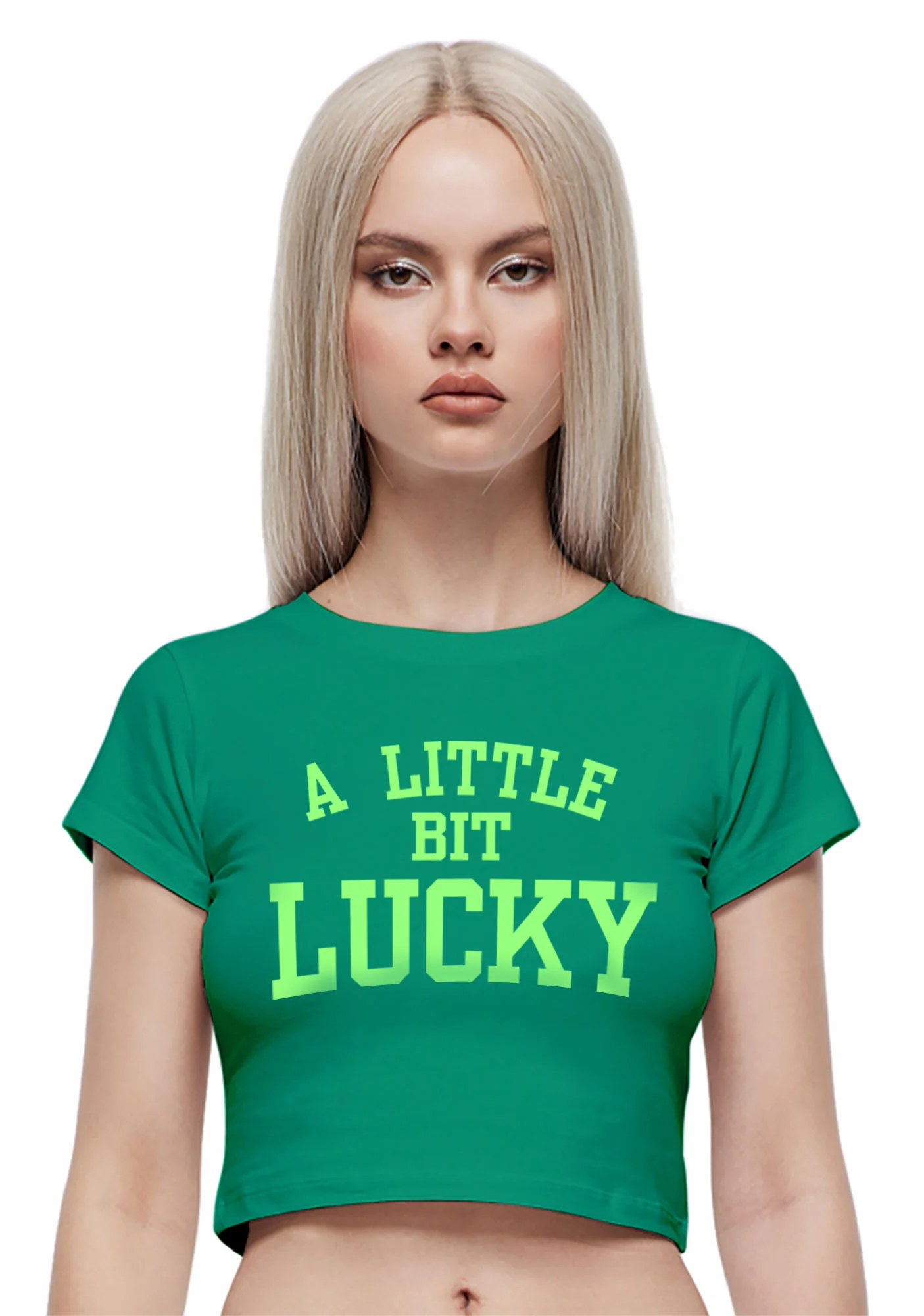 A Little Bit Lucky St Patricks Y2K Baby Tee Cherrykitten - Image 2