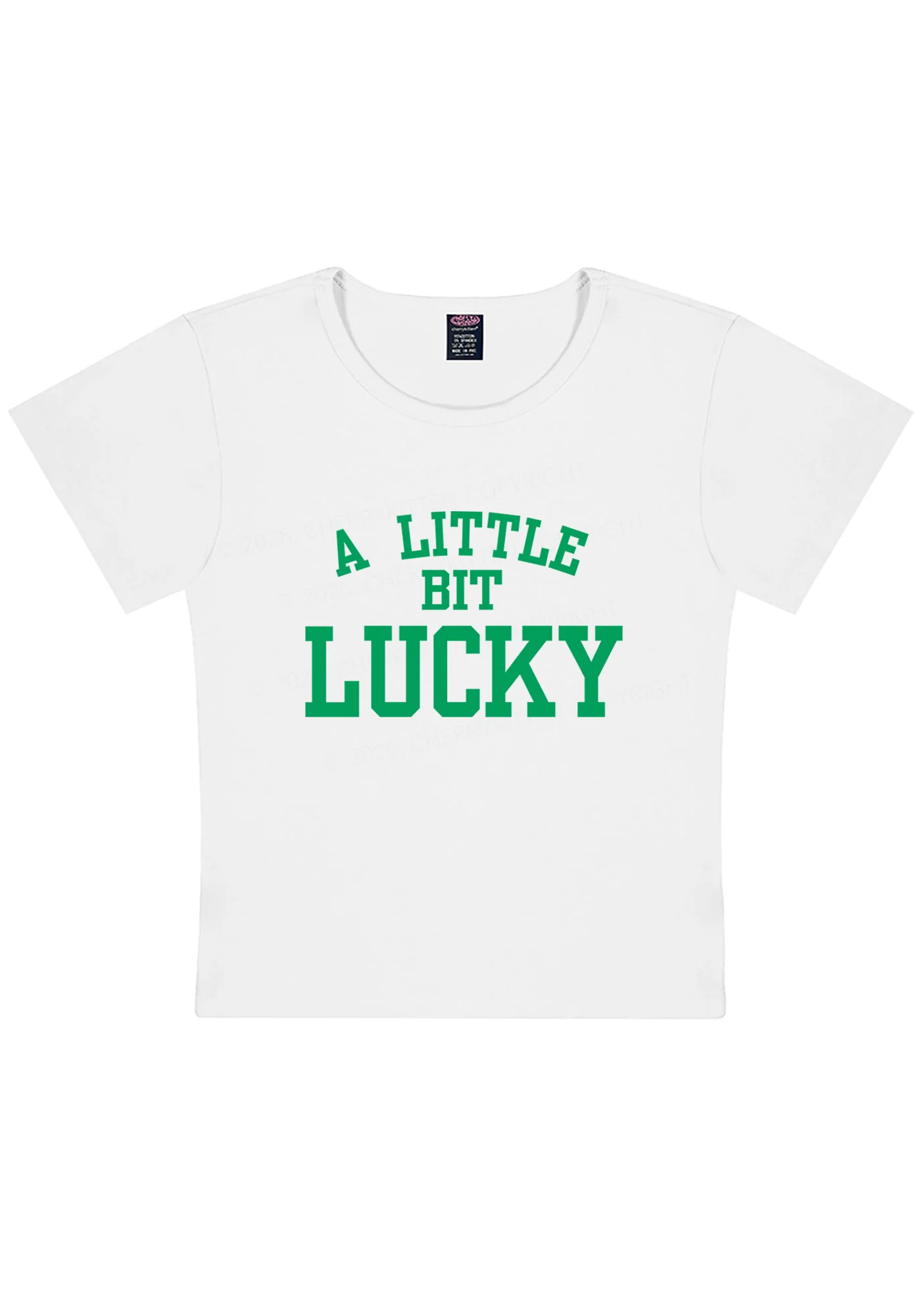 A Little Bit Lucky St Patricks Y2K Baby Tee Cherrykitten - Image 4