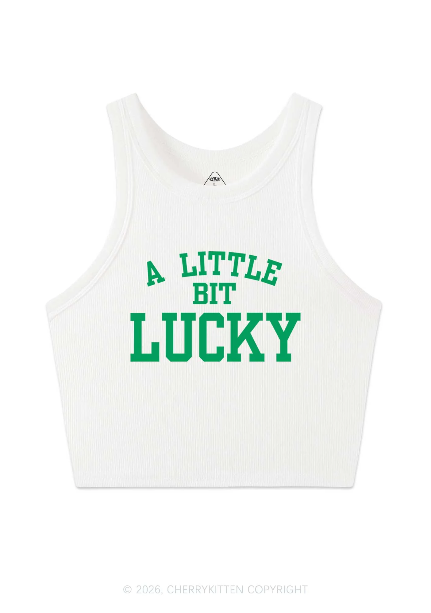 A Little Bit Lucky St Patricks Y2K Crop Tank Top Cherrykitten - Image 3