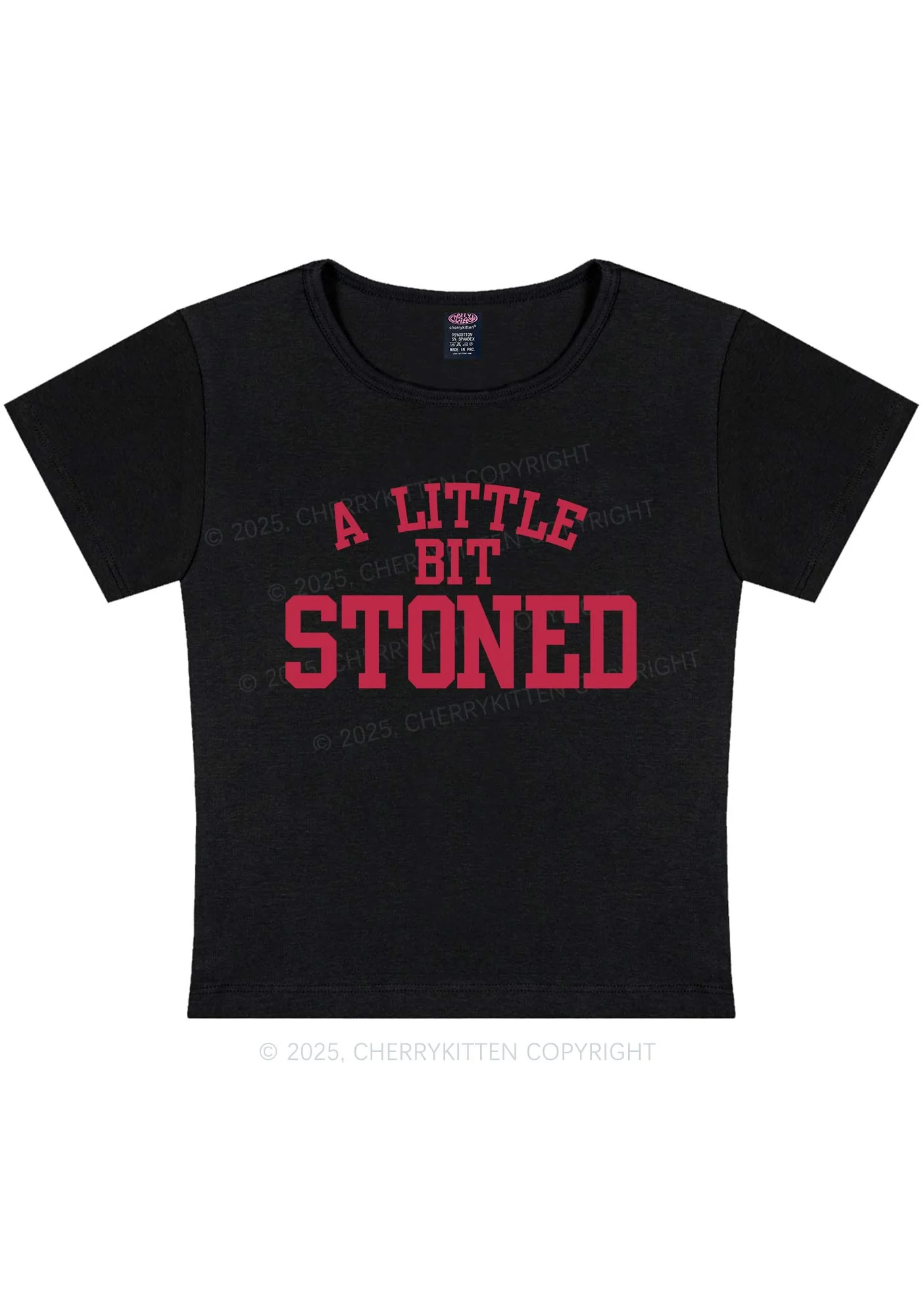 A Little Bit Stoned Y2K Baby Tee Cherrykitten - Image 3