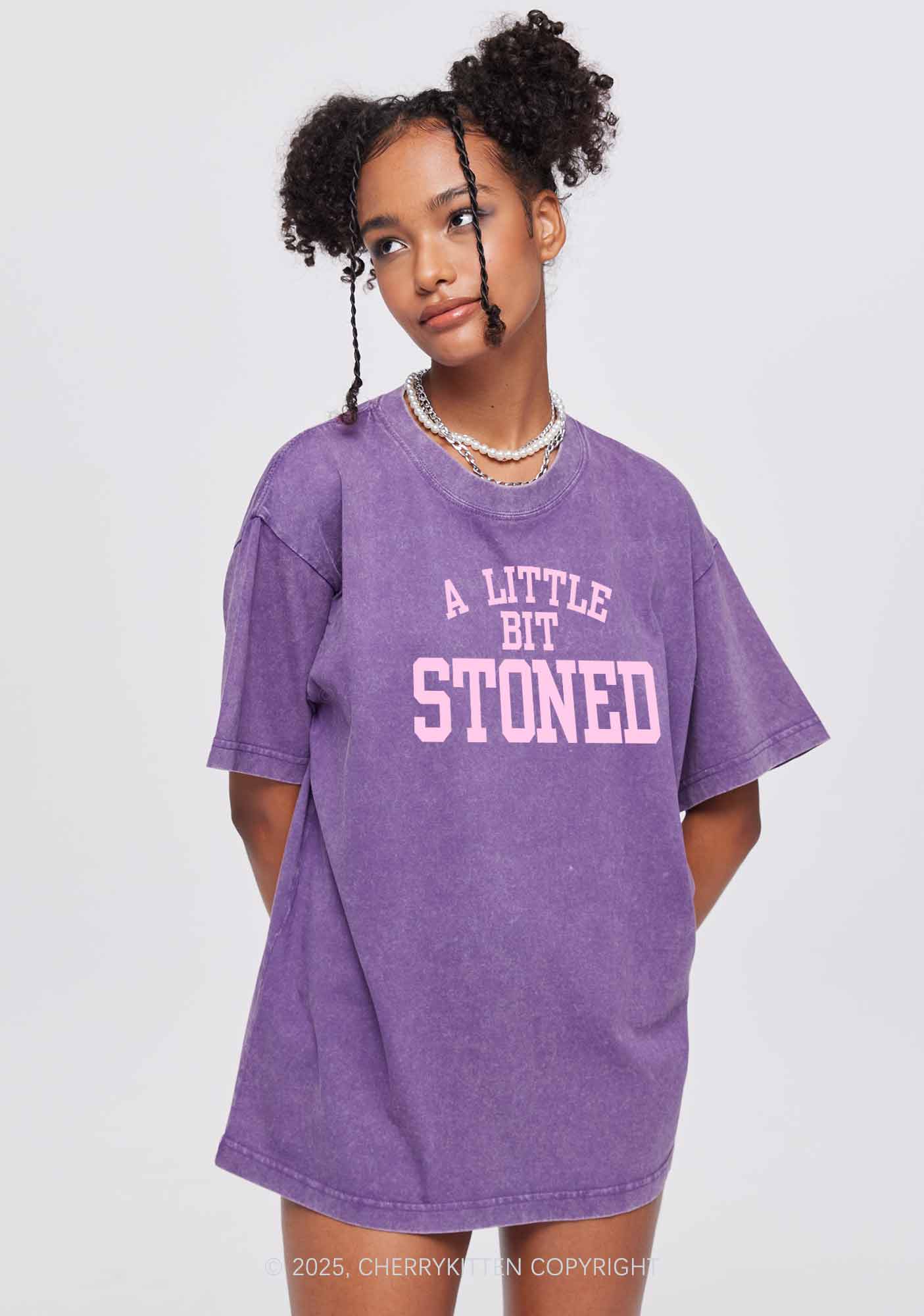 A Little Bit Stoned Y2K Washed Tee Cherrykitten - Image 2
