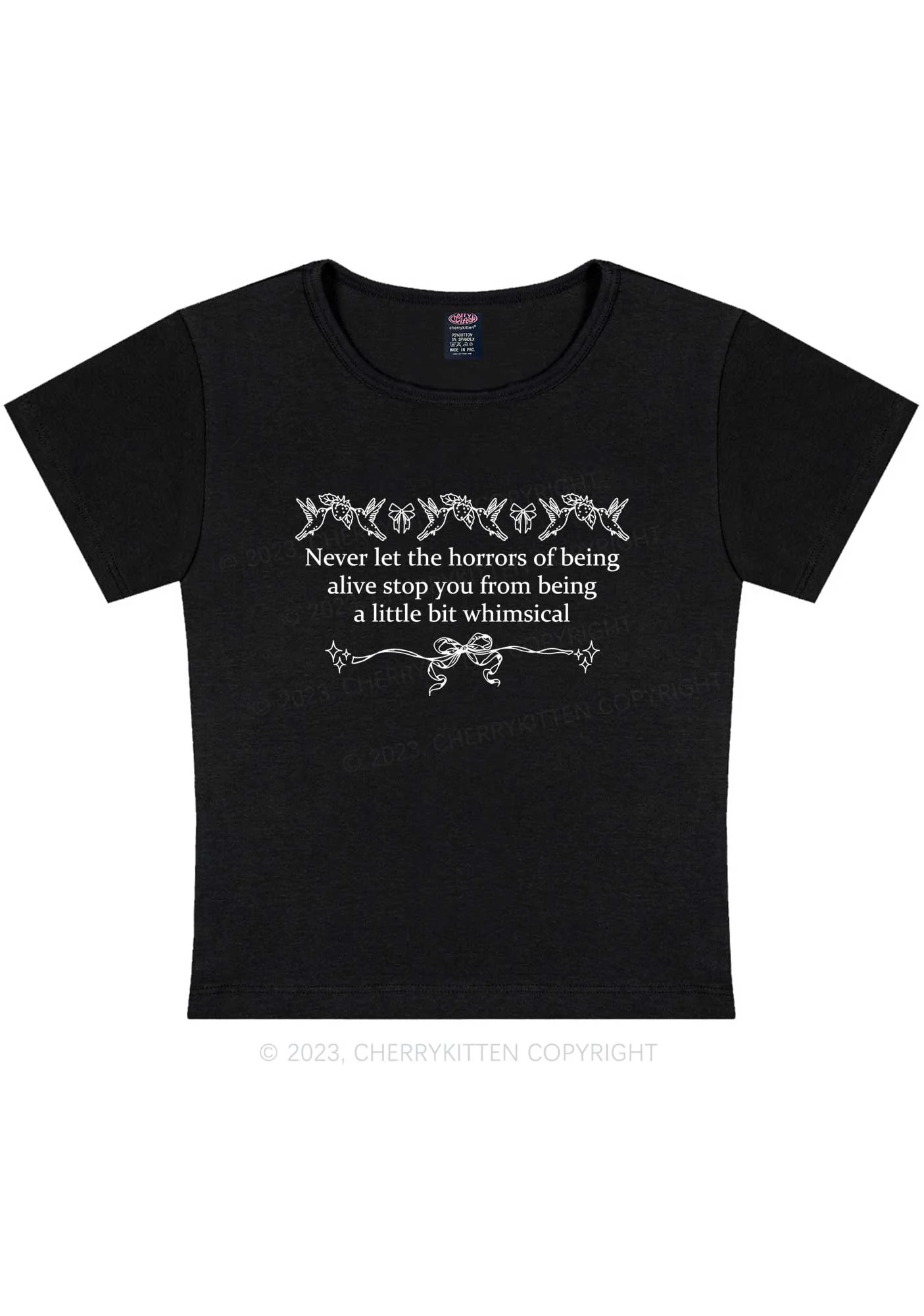 A Little Bit Whimsical Y2K Baby Tee Cherrykitten - Image 3