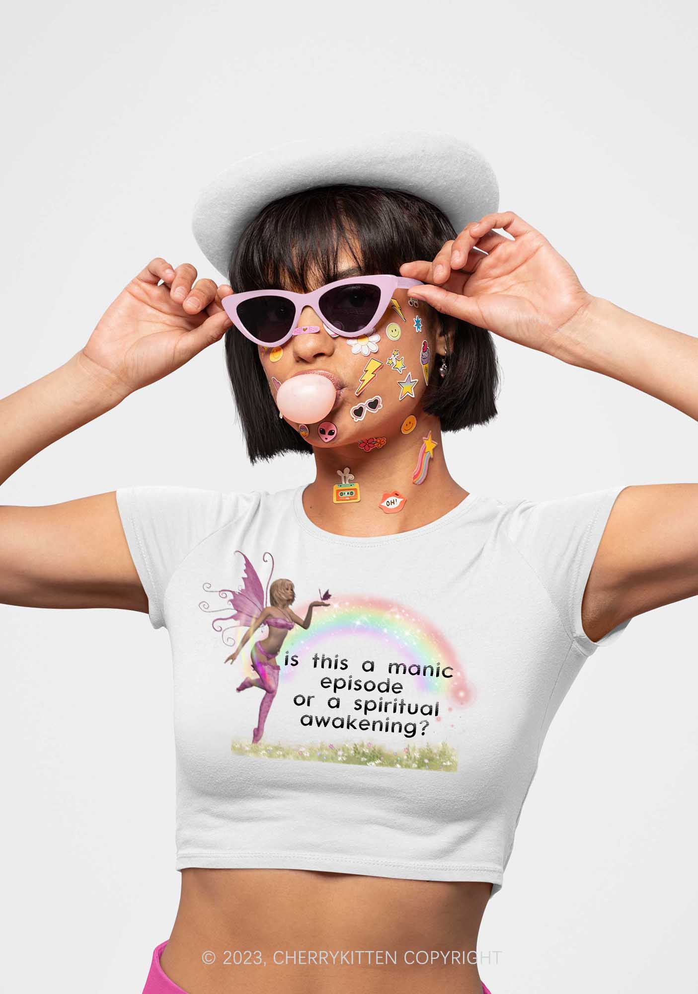 A Manic Episode Y2K Baby Tee Cherrykitten - Image 2