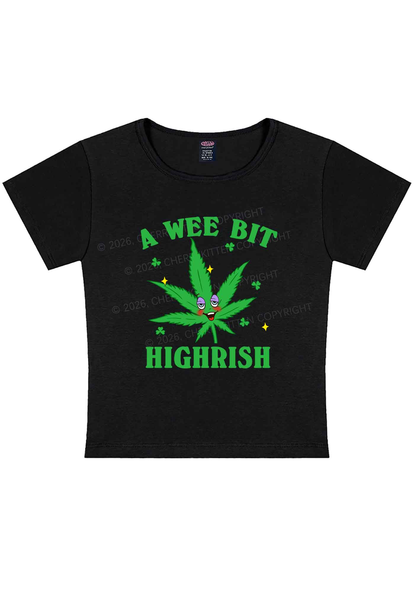 A Wee Bit Highrish St Patricks Y2K Baby Tee Cherrykitten - Image 3