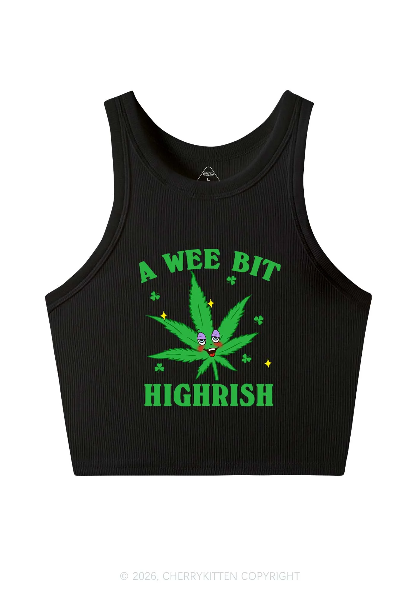 A Wee Bit Highrish St Patricks Y2K Crop Tank Top Cherrykitten - Image 3