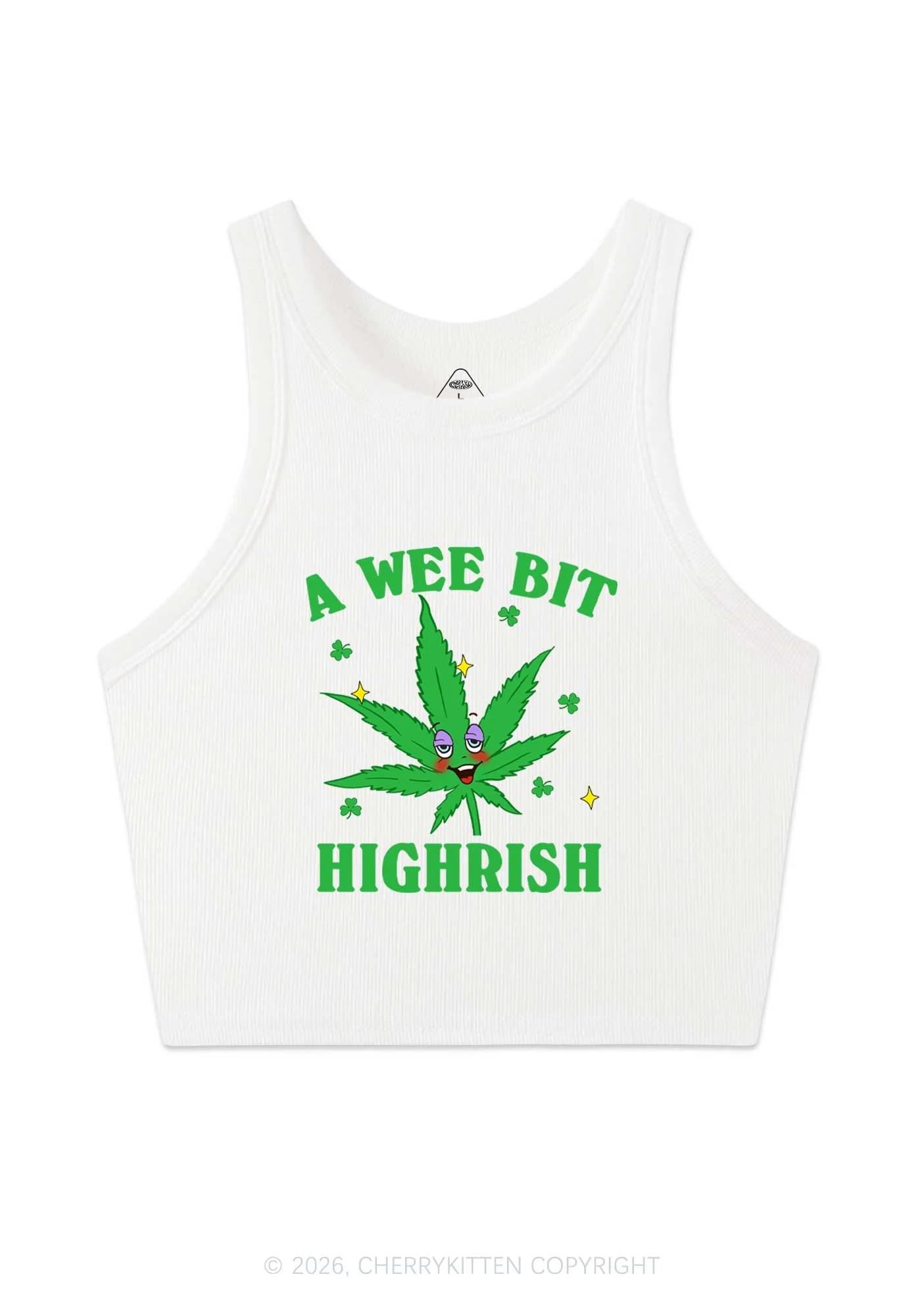 A Wee Bit Highrish St Patricks Y2K Crop Tank Top Cherrykitten - Image 4