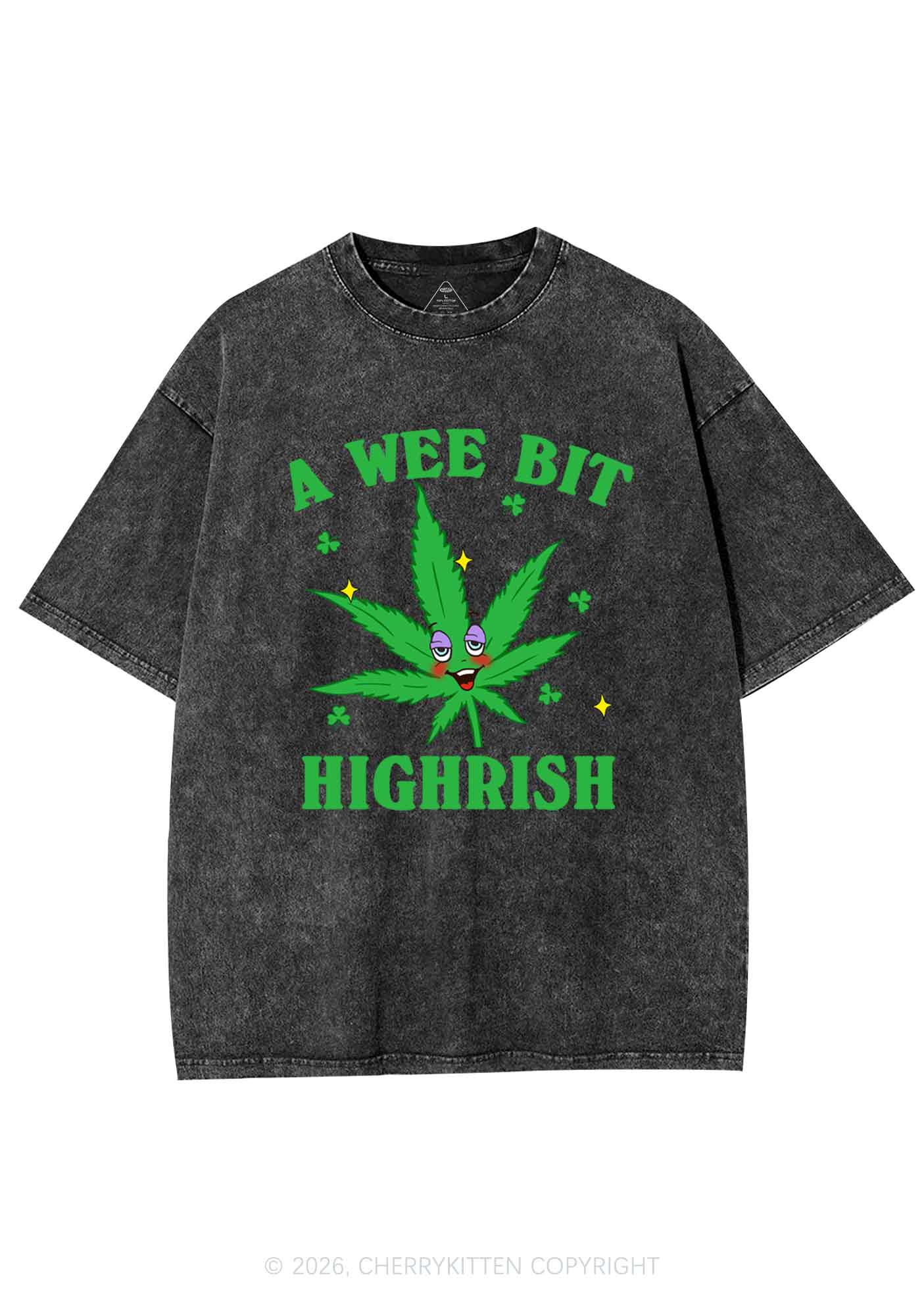 A Wee Bit Highrish St Patricks Y2K Shirts Washed Tee Cherrykitten - Image 3
