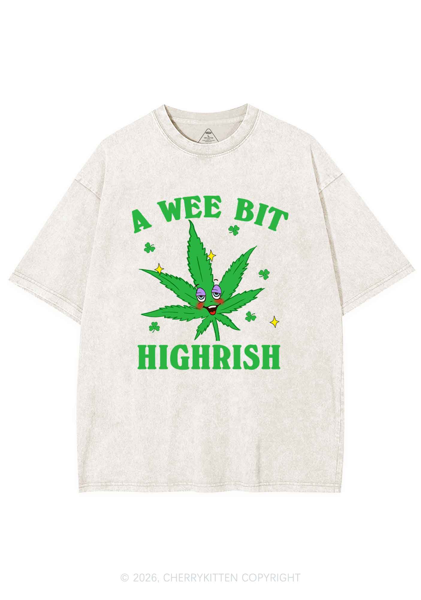 A Wee Bit Highrish St Patricks Y2K Shirts Washed Tee Cherrykitten - Image 4