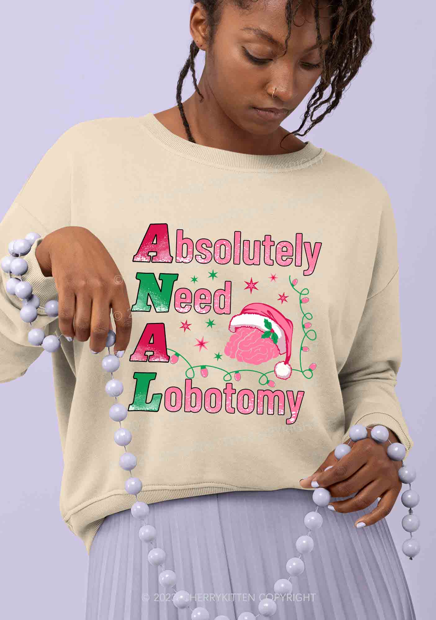 Absolutely Need A Lobotomy Christmas Y2K Sweatshirt Cherrykitten - Image 2