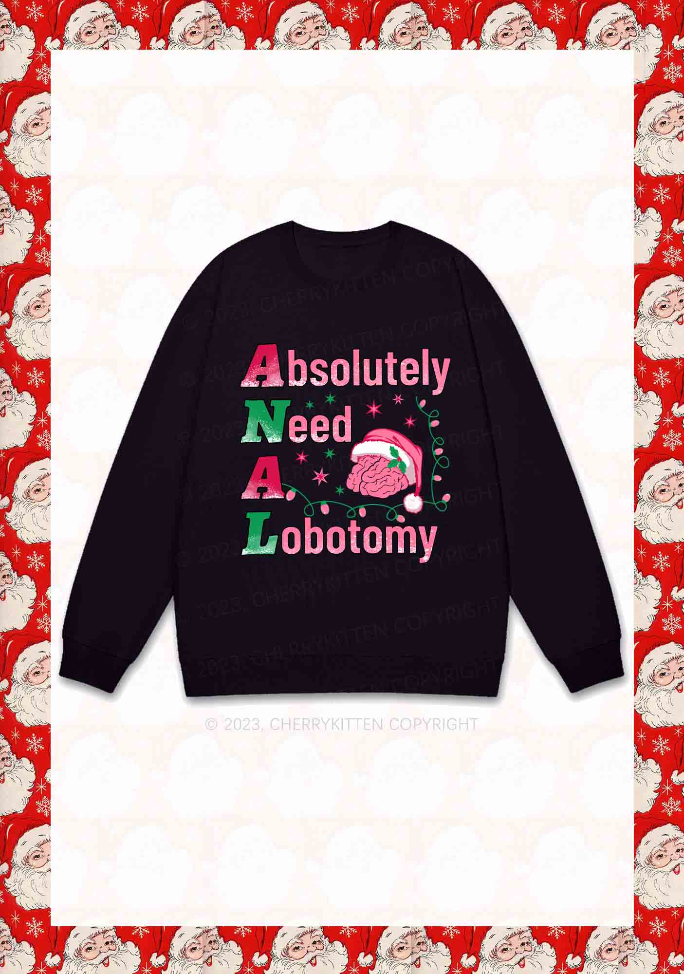 Absolutely Need A Lobotomy Christmas Y2K Sweatshirt Cherrykitten - Image 3