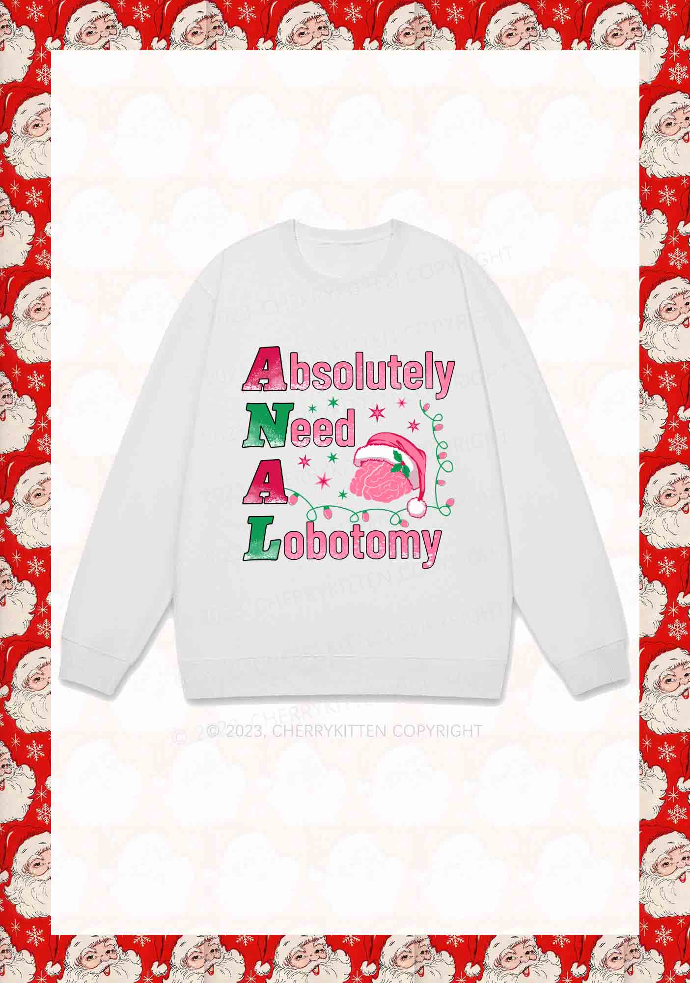 Absolutely Need A Lobotomy Christmas Y2K Sweatshirt Cherrykitten - Image 4