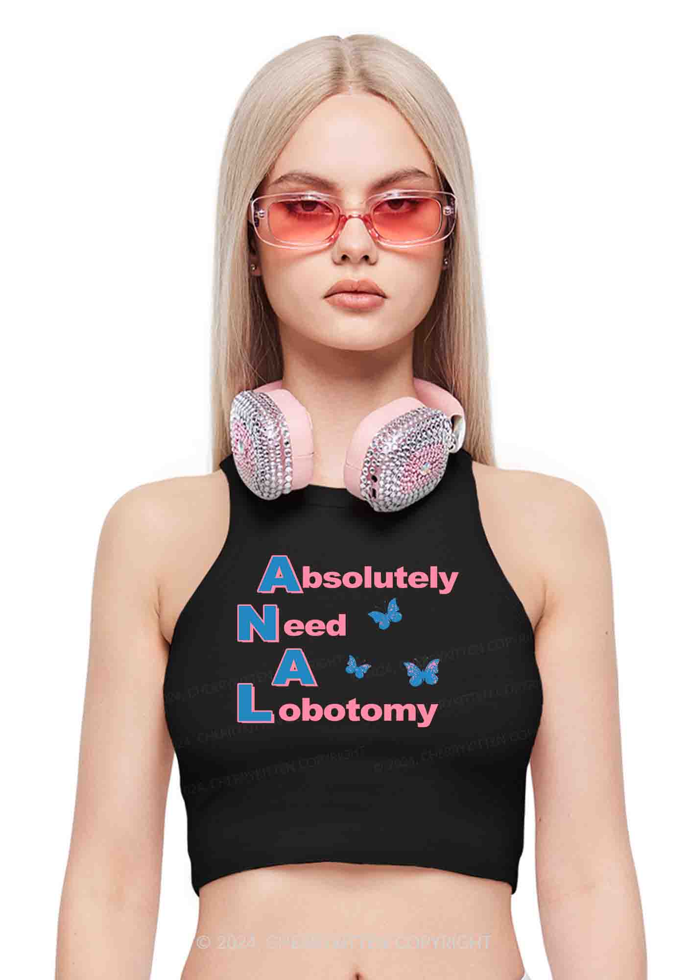 Absolutely Need A Lobotomy Y2K Crop Tank Top Cherrykitten - Image 2