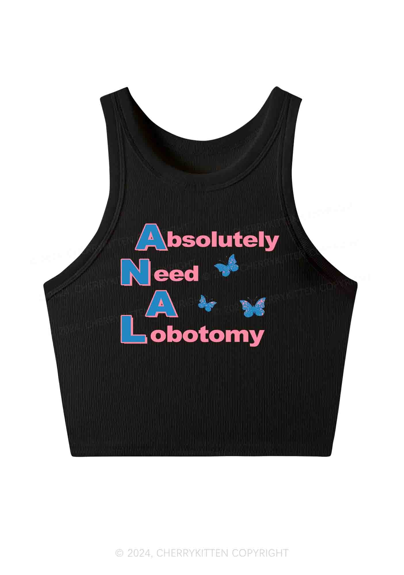Absolutely Need A Lobotomy Y2K Crop Tank Top Cherrykitten - Image 3