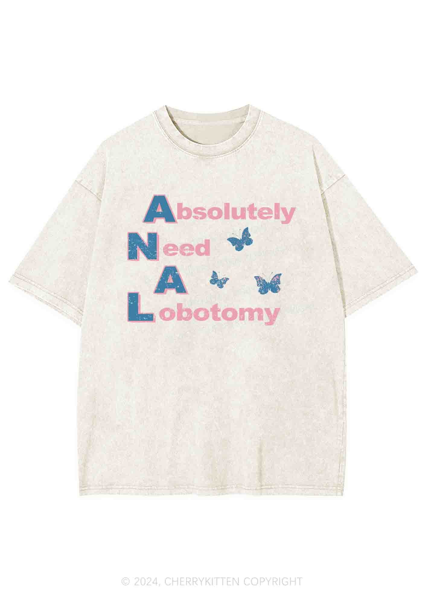 Absolutely Need A Lobotomy Y2K Washed Tee Cherrykitten - Image 3