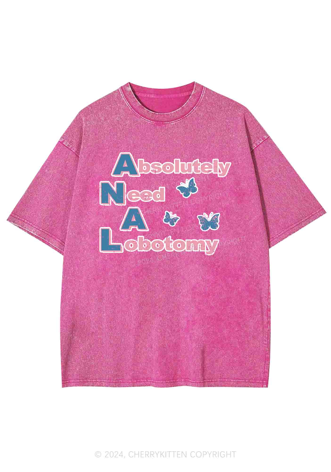 Absolutely Need A Lobotomy Y2K Washed Tee Cherrykitten - Image 4
