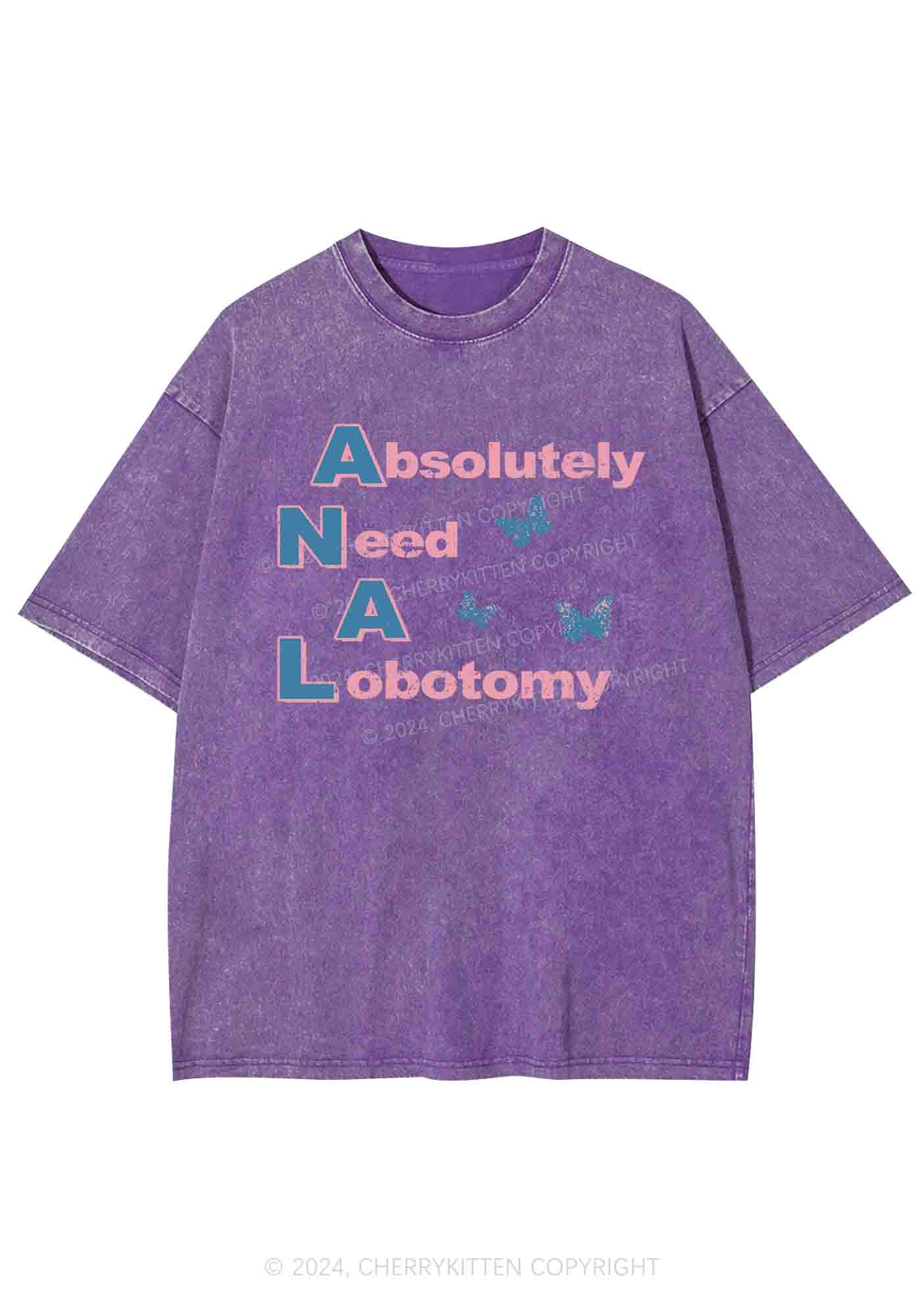 Absolutely Need A Lobotomy Y2K Washed Tee Cherrykitten - Image 5