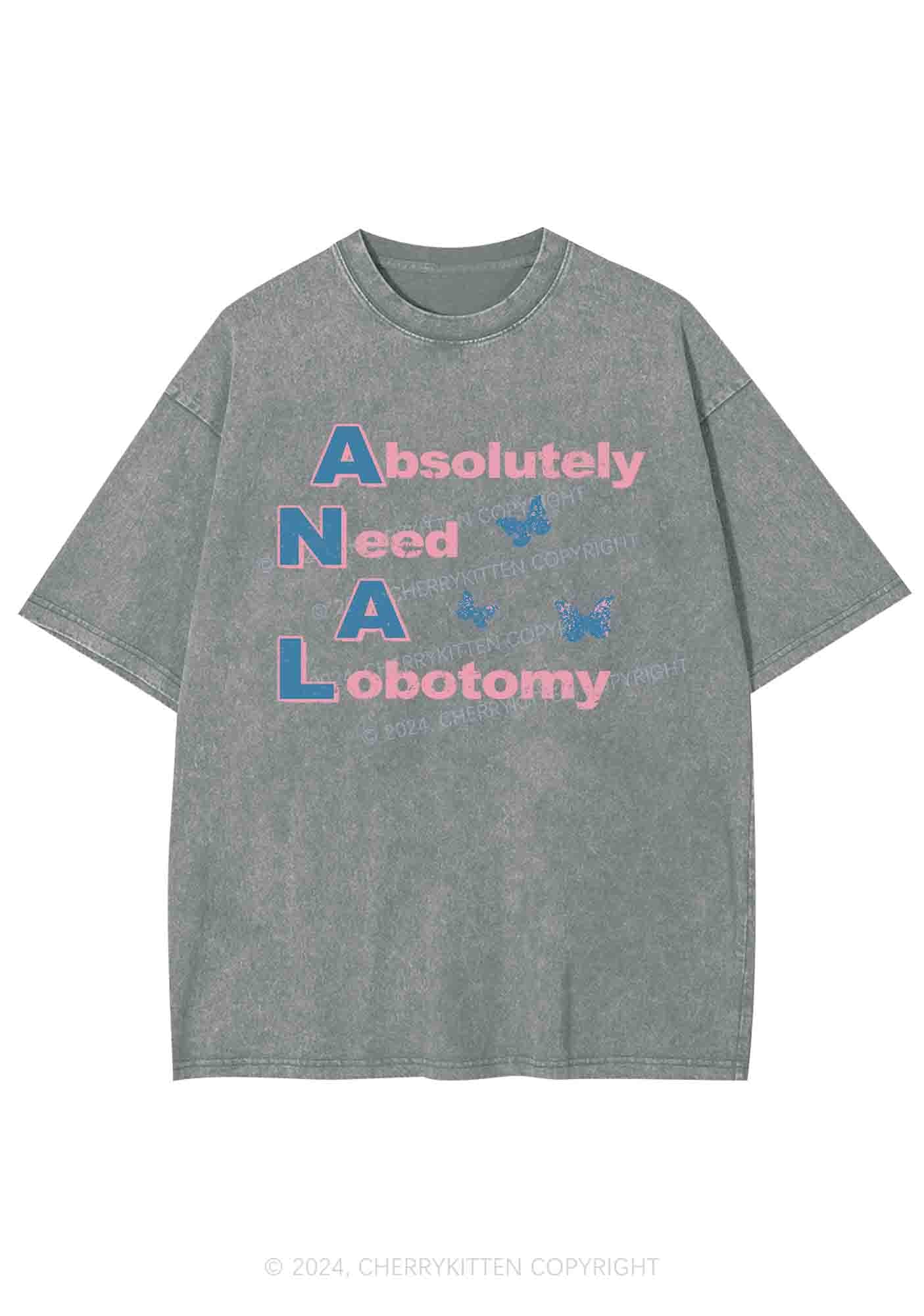 Absolutely Need A Lobotomy Y2K Washed Tee Cherrykitten - Image 6