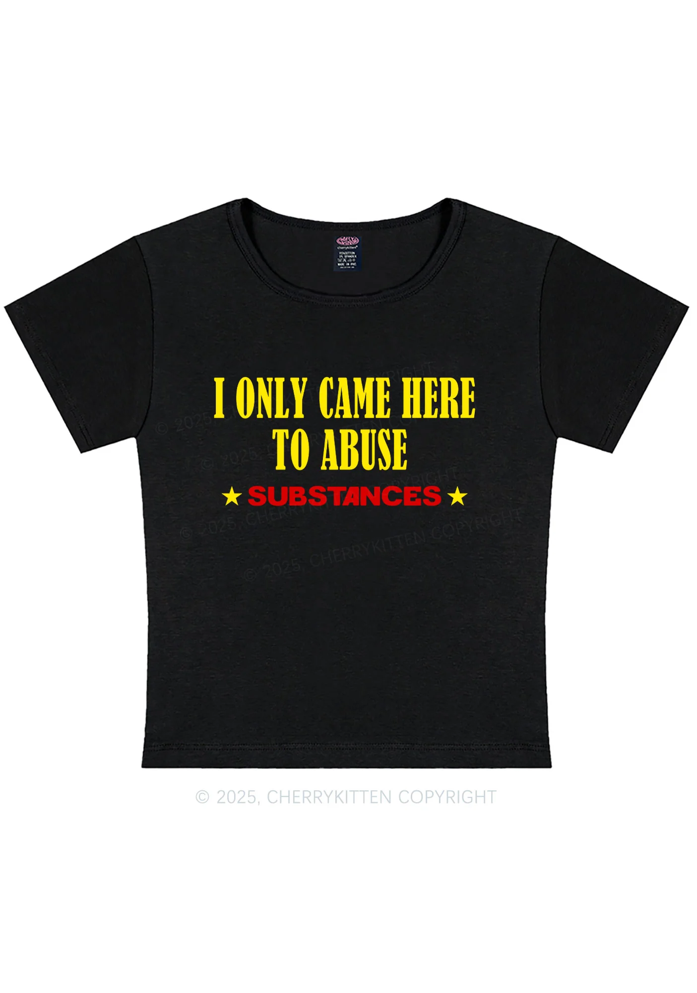 Abuse Substances Y2K Baby Tee Cherrykitten - Image 3