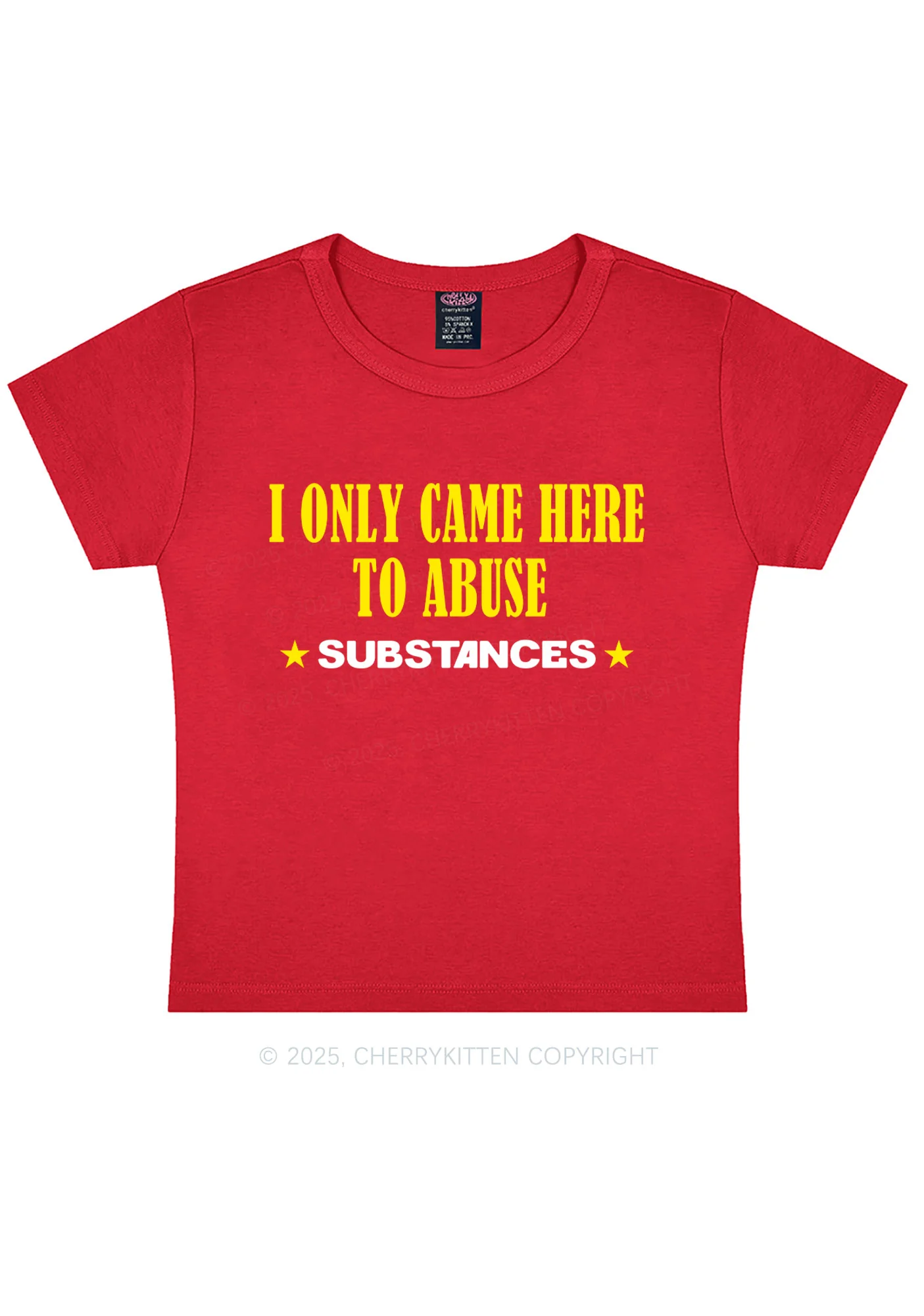 Abuse Substances Y2K Baby Tee Cherrykitten - Image 4