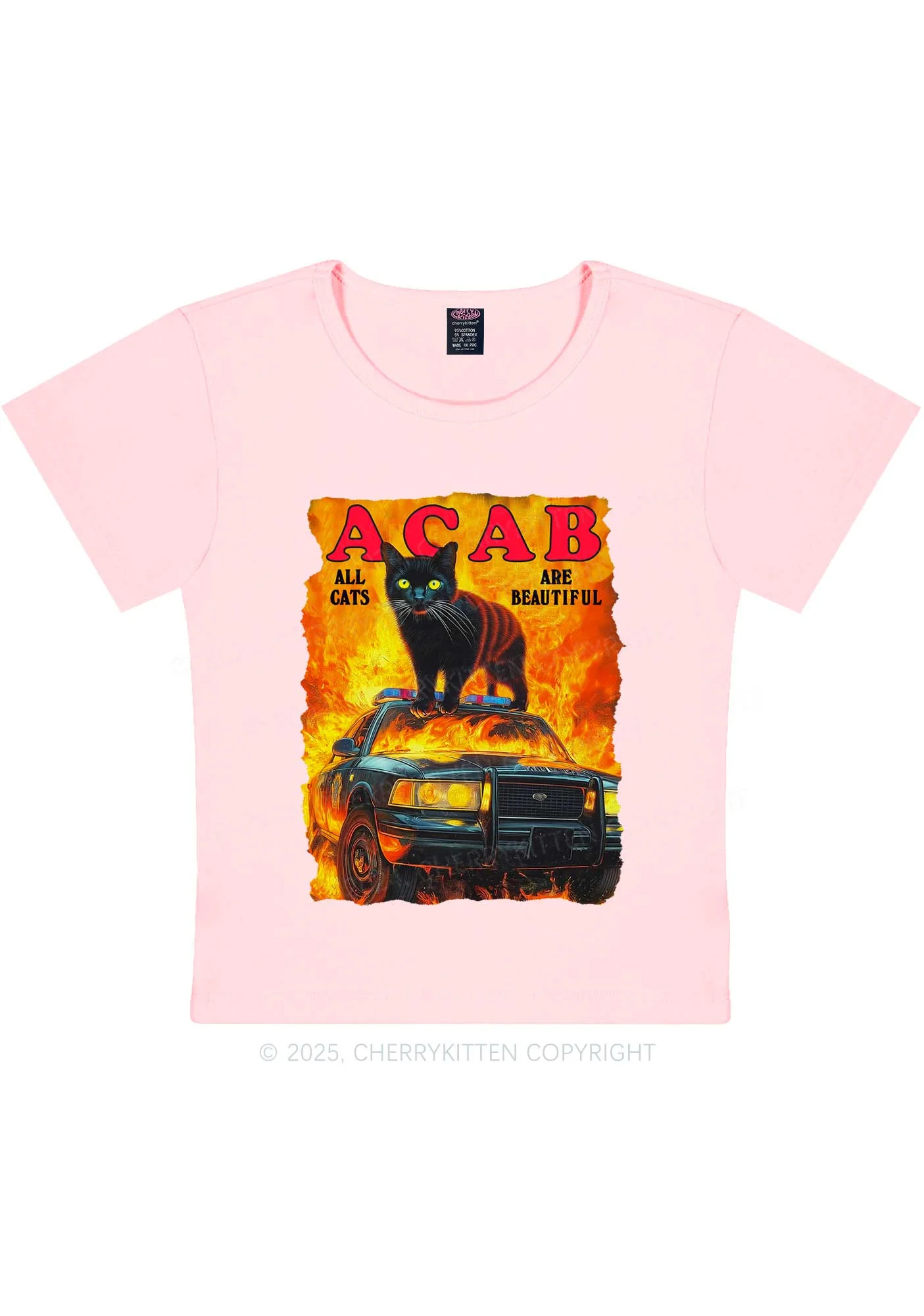 ACAB Beautiful Cats Y2K Baby Tee Cherrykitten - Image 11