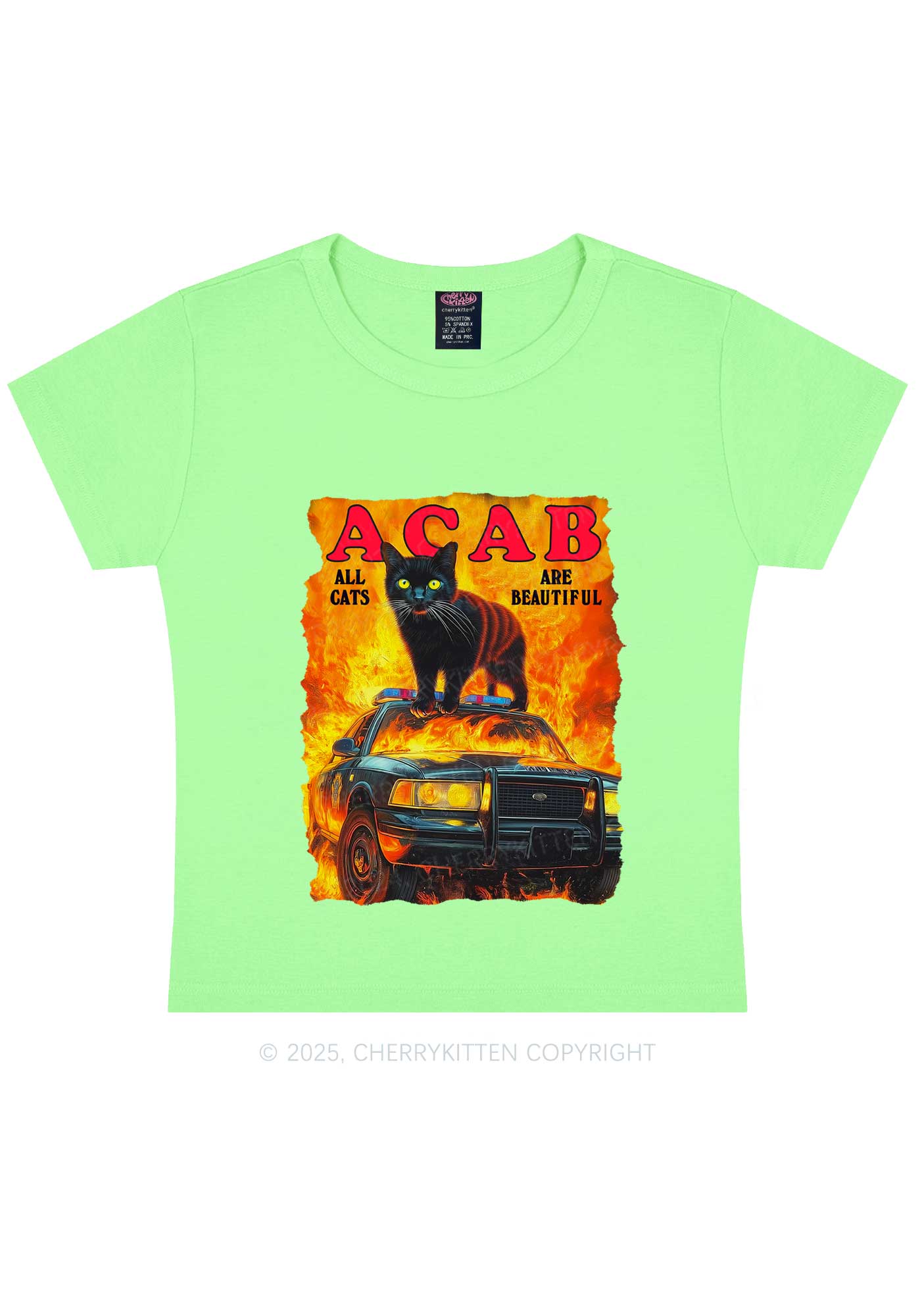 ACAB Beautiful Cats Y2K Baby Tee Cherrykitten - Image 12