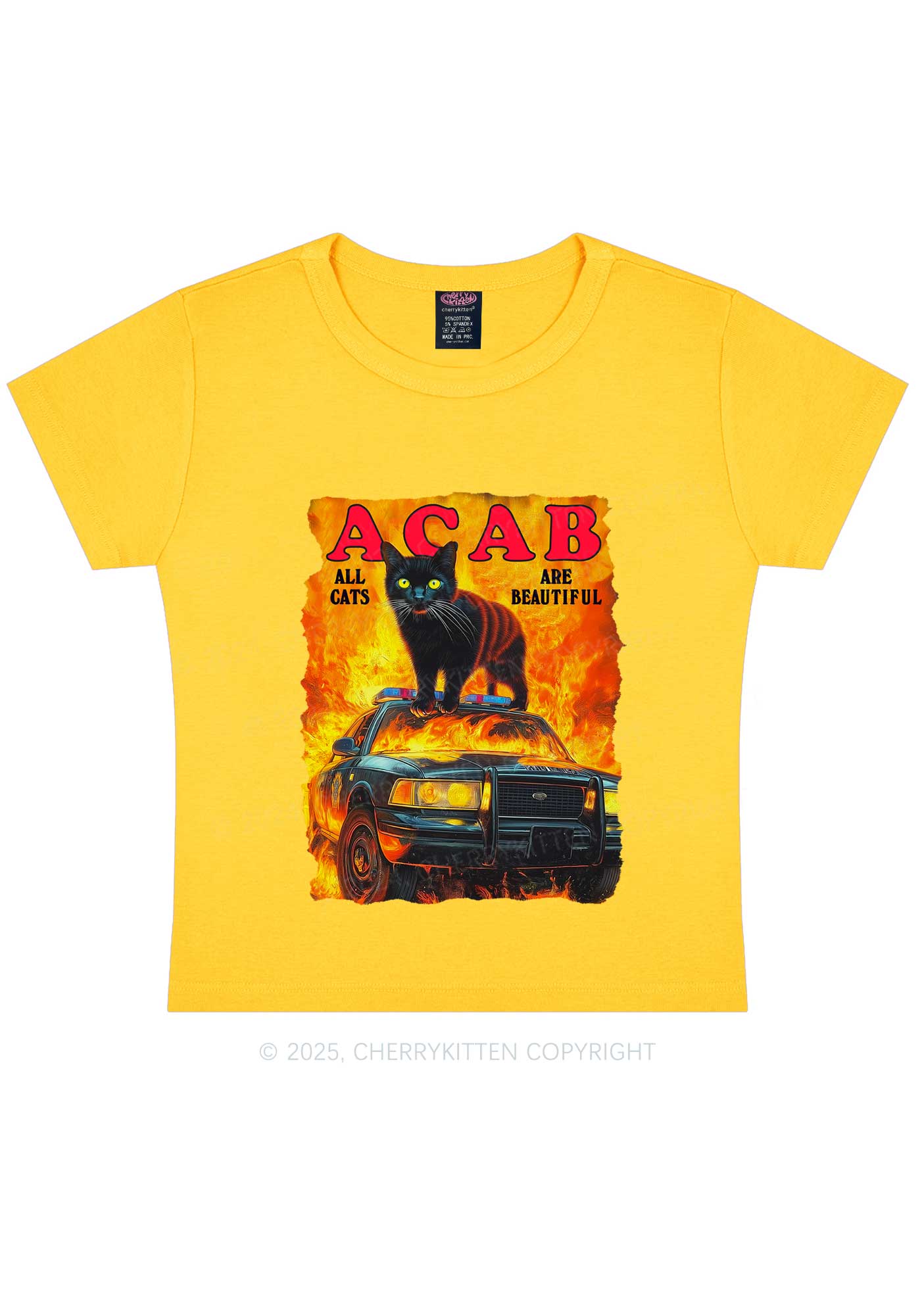 ACAB Beautiful Cats Y2K Baby Tee Cherrykitten - Image 4