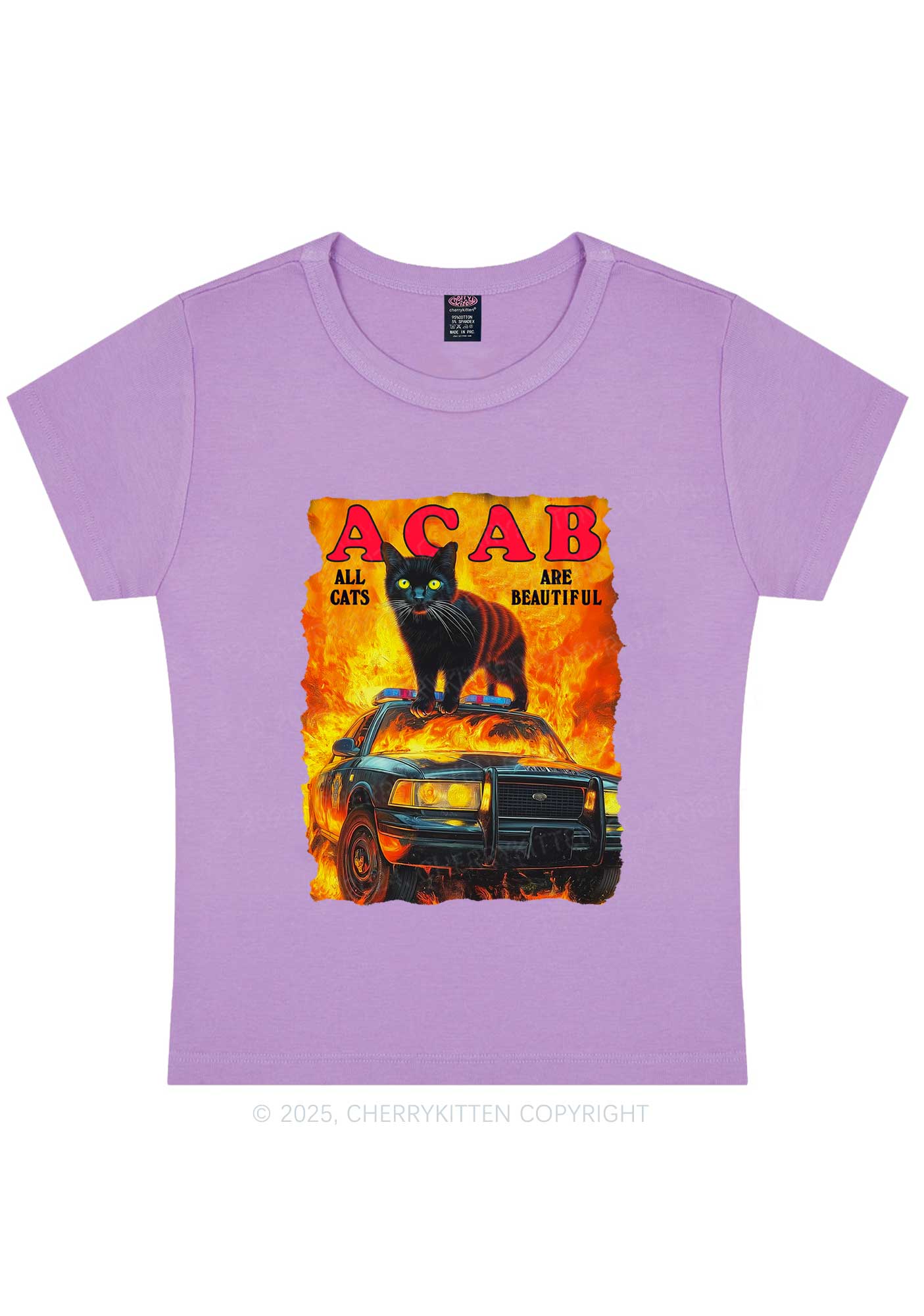 ACAB Beautiful Cats Y2K Baby Tee Cherrykitten - Image 6