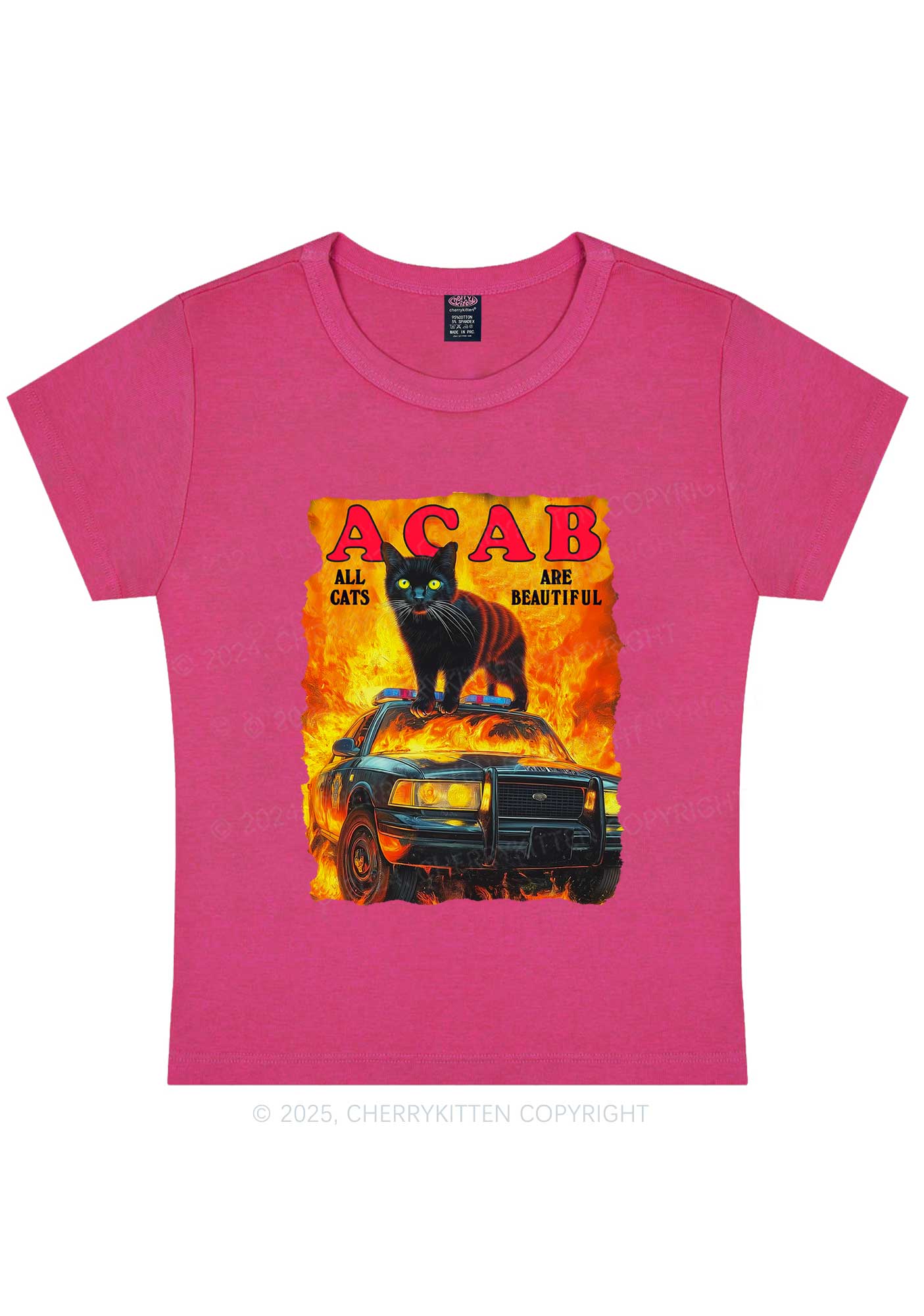 ACAB Beautiful Cats Y2K Baby Tee Cherrykitten - Image 7