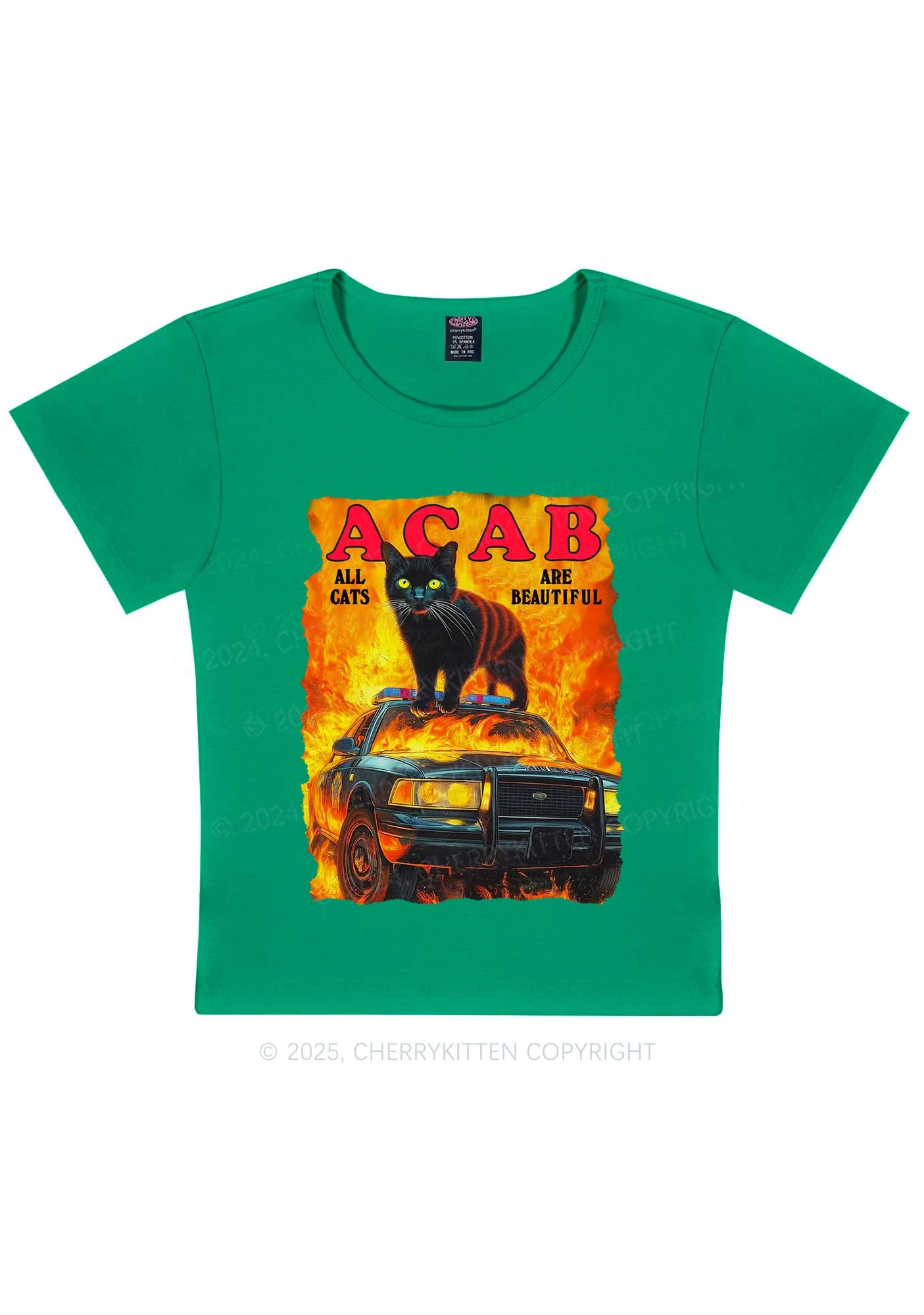 ACAB Beautiful Cats Y2K Baby Tee Cherrykitten - Image 8
