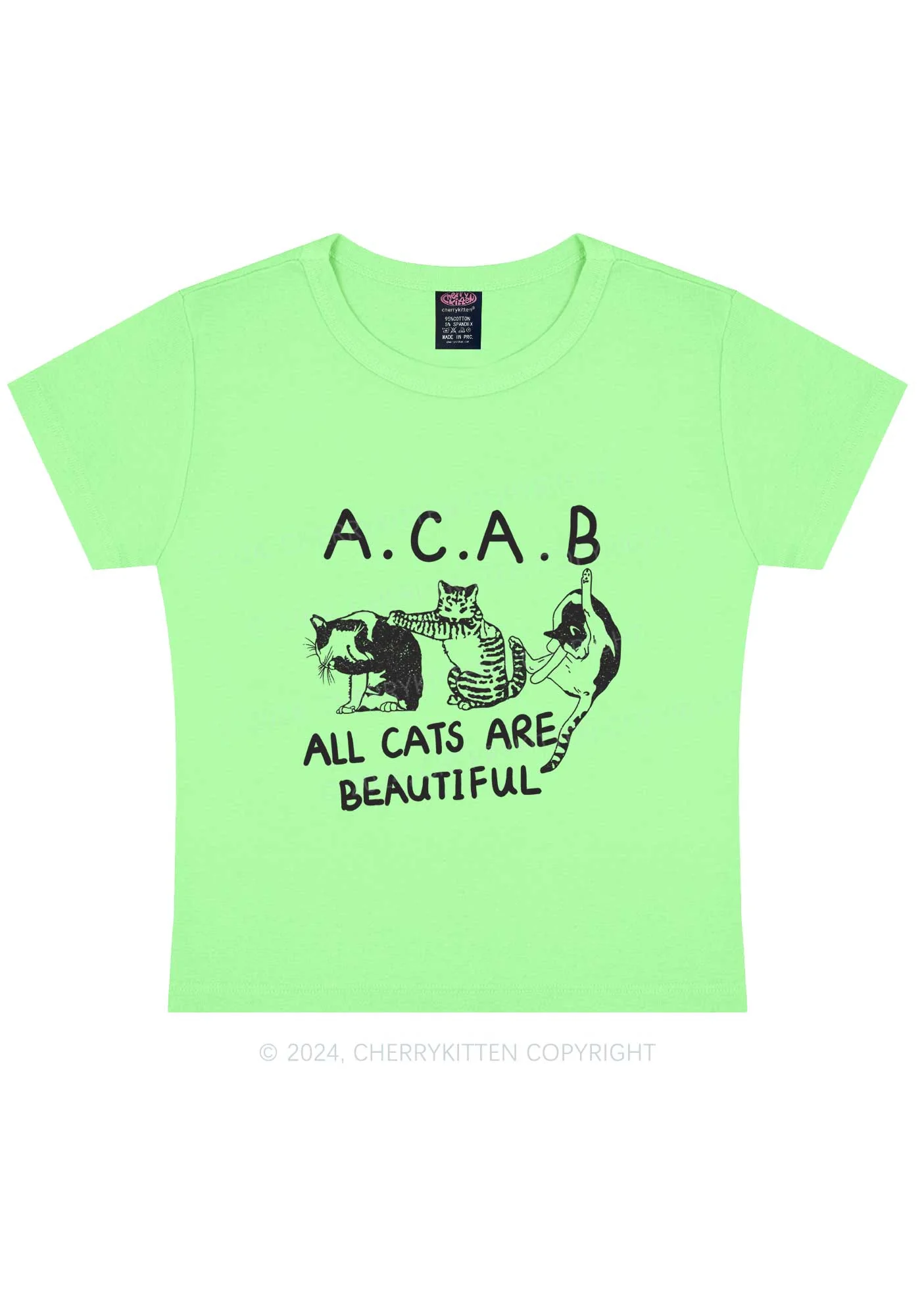 ACAB Cats Y2K Baby Tee Cherrykitten - Image 12