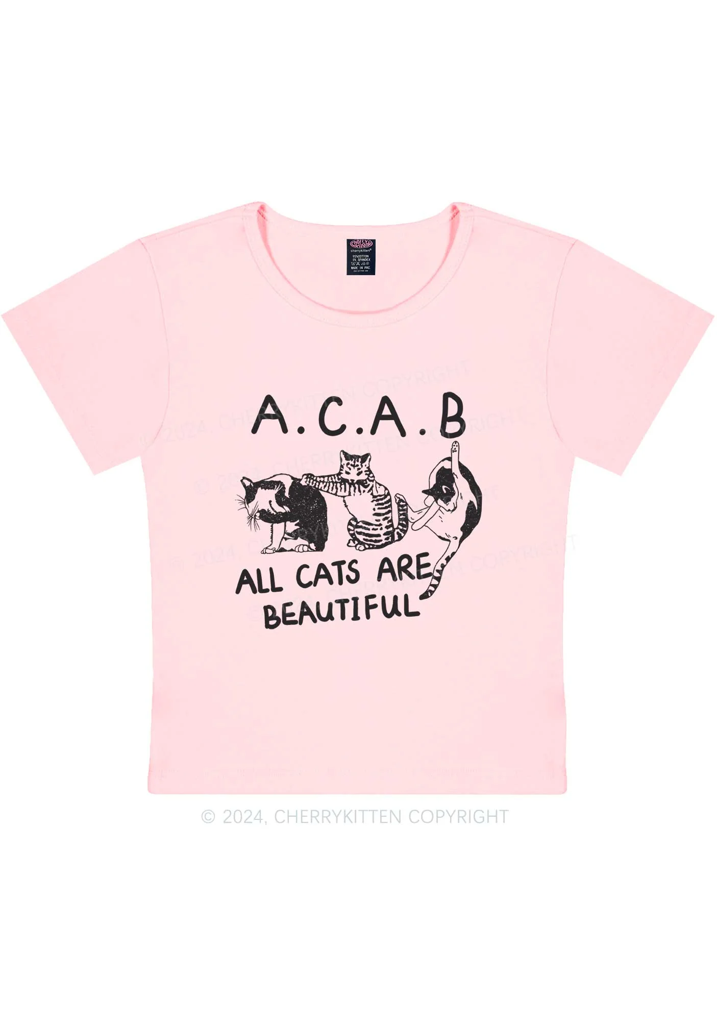ACAB Cats Y2K Baby Tee Cherrykitten - Image 2
