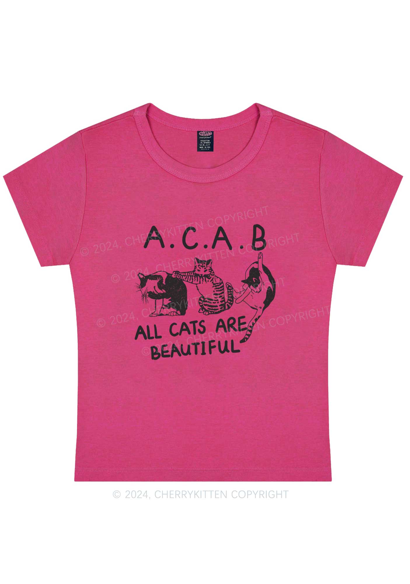 ACAB Cats Y2K Baby Tee Cherrykitten - Image 8