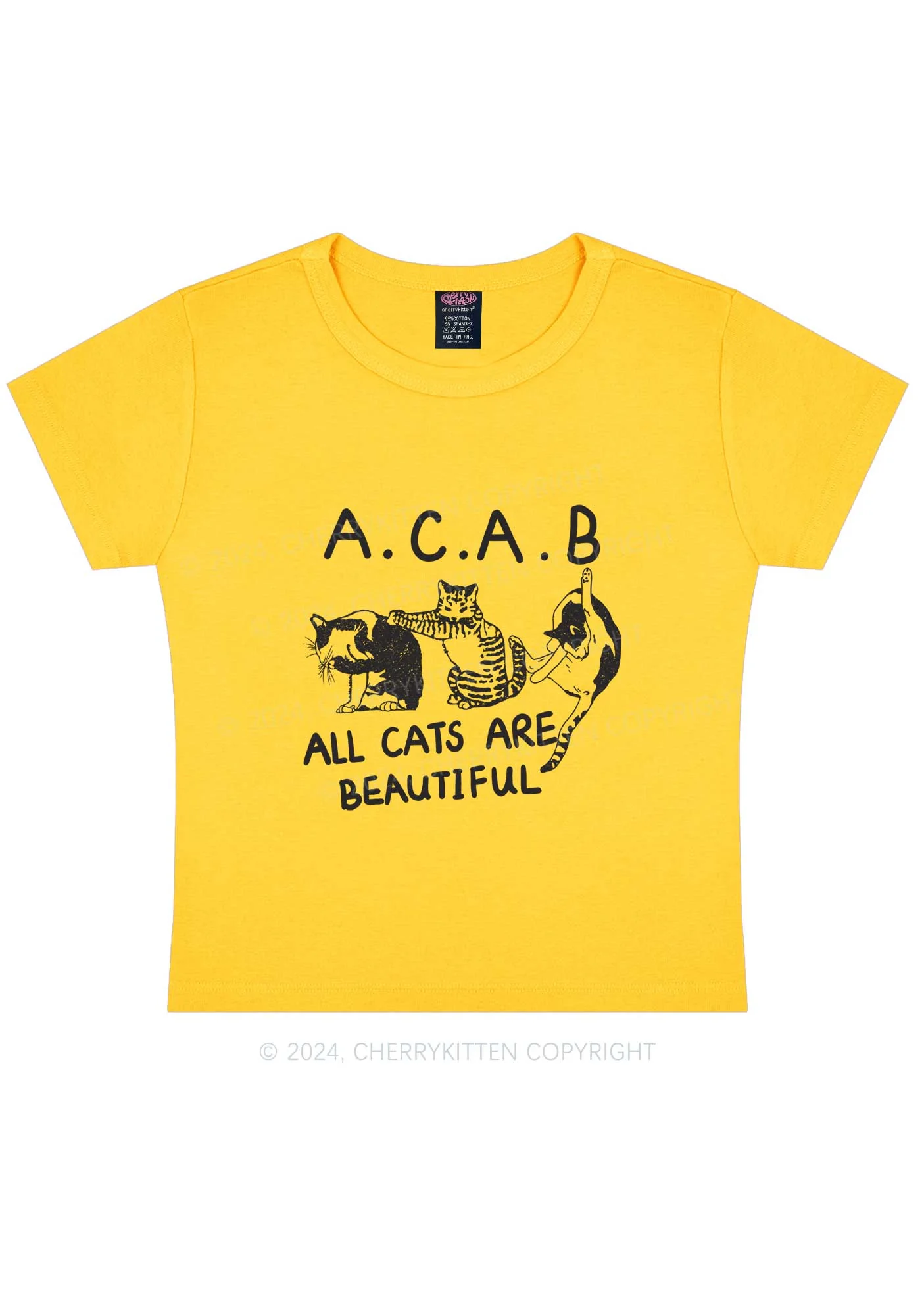 ACAB Cats Y2K Baby Tee Cherrykitten - Image 9