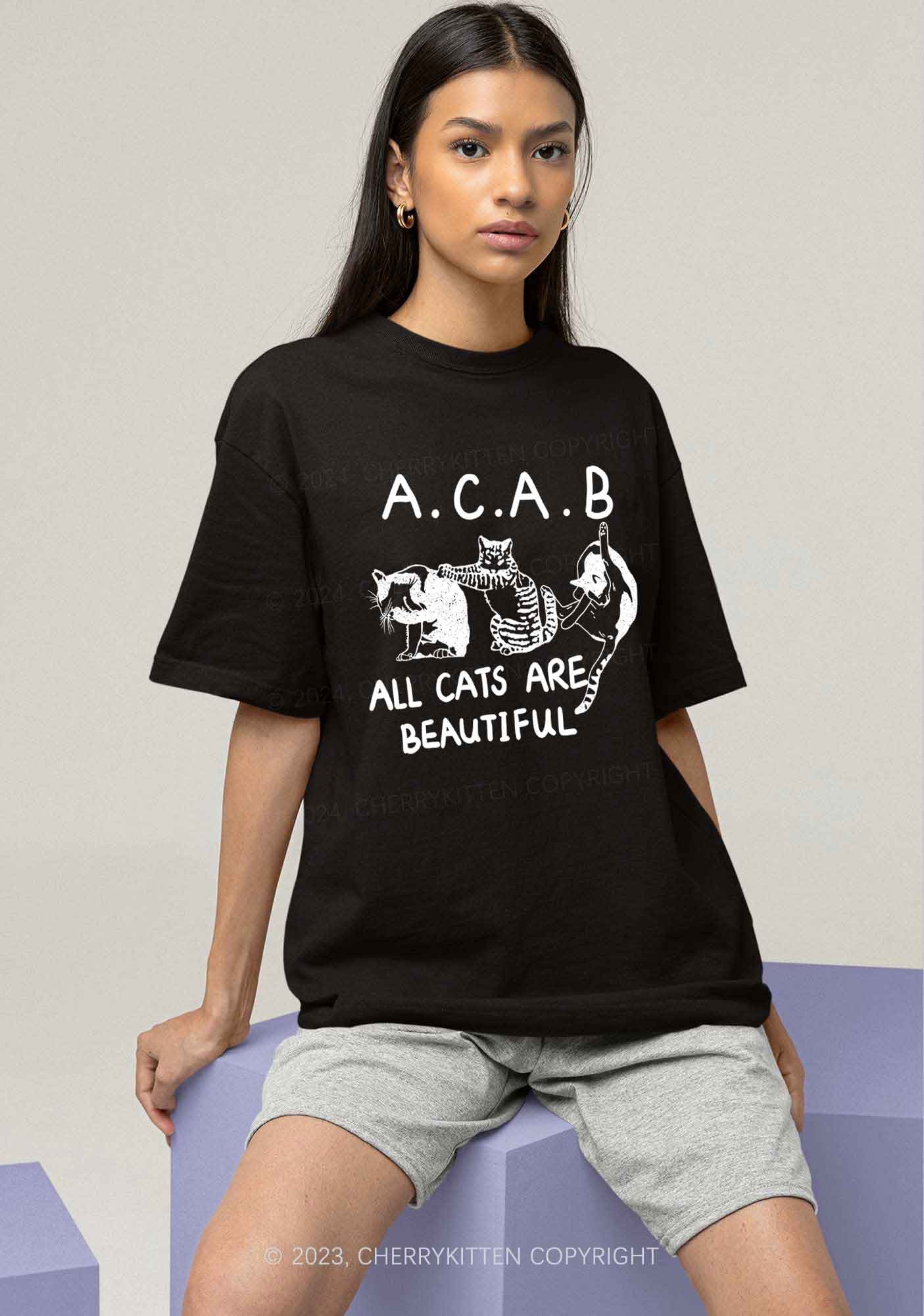 ACAB Cats Y2K Chunky Shirt Cherrykitten - Image 2
