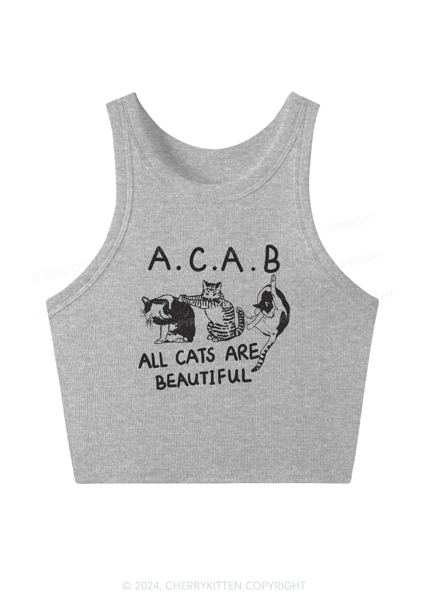 ACAB Cats Y2K Crop Tank Top Cherrykitten - Image 4