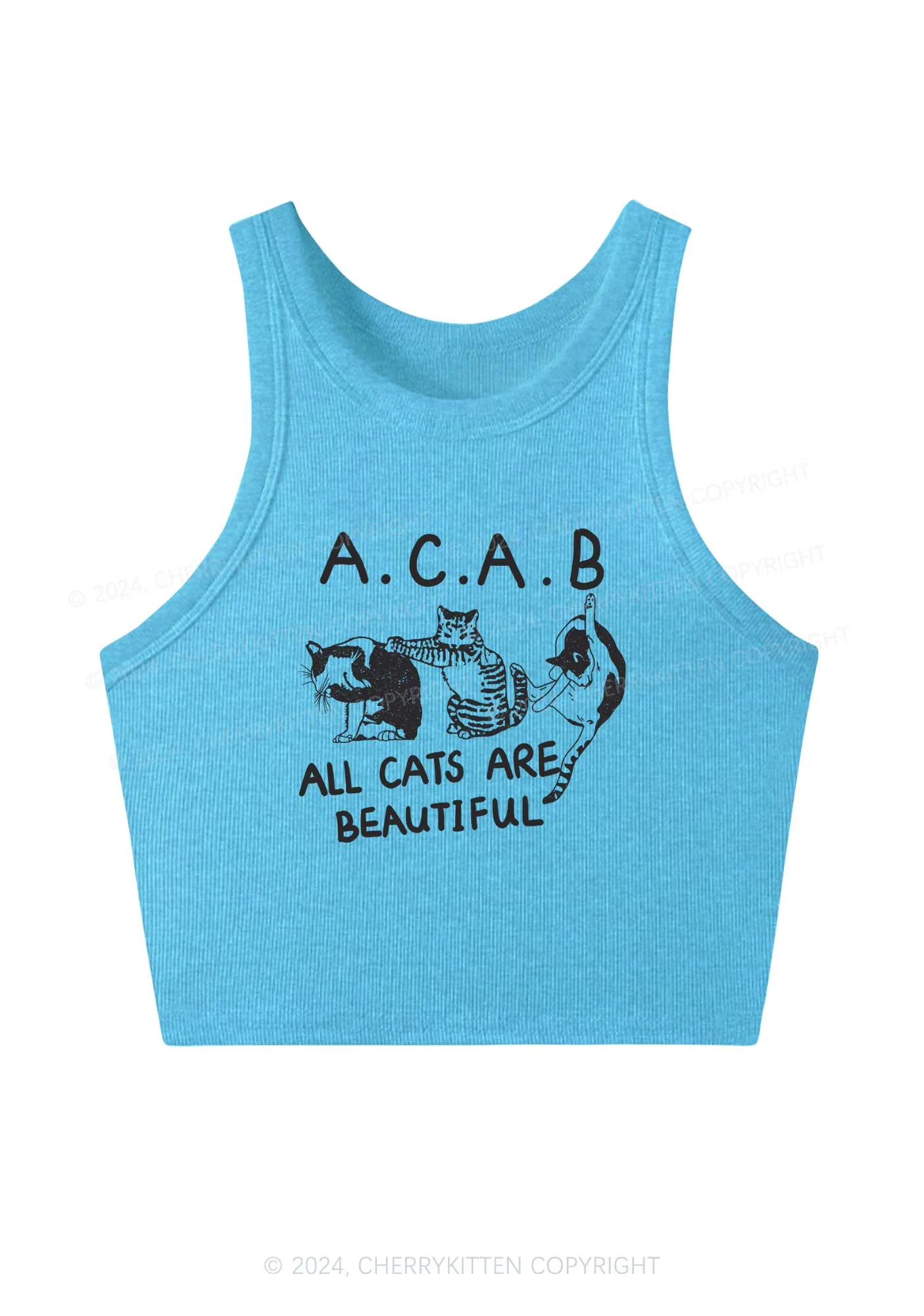 ACAB Cats Y2K Crop Tank Top Cherrykitten - Image 5