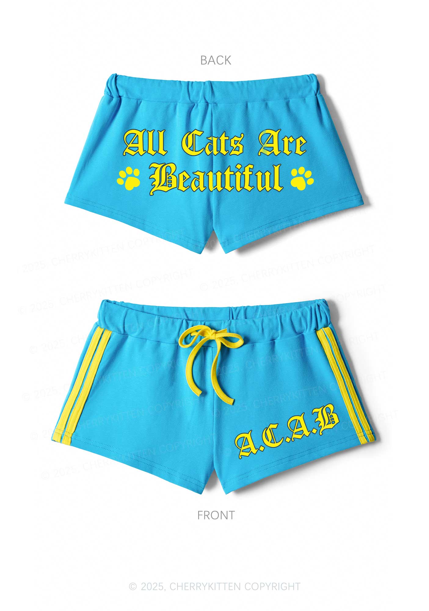 ACAB Cats Y2K Drawstring Mini Shorts Cherrykitten - Image 4