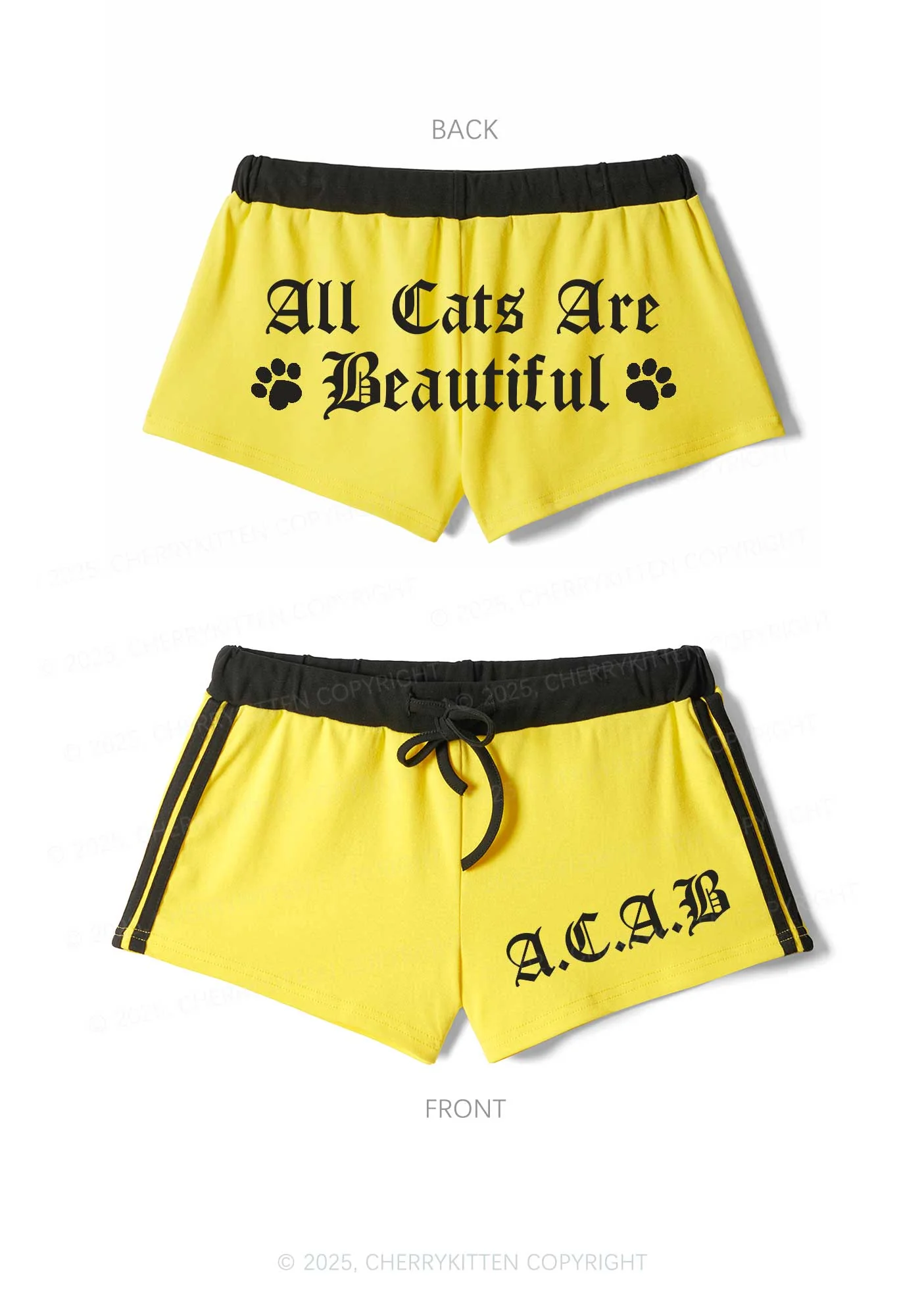 ACAB Cats Y2K Drawstring Mini Shorts Cherrykitten - Image 5