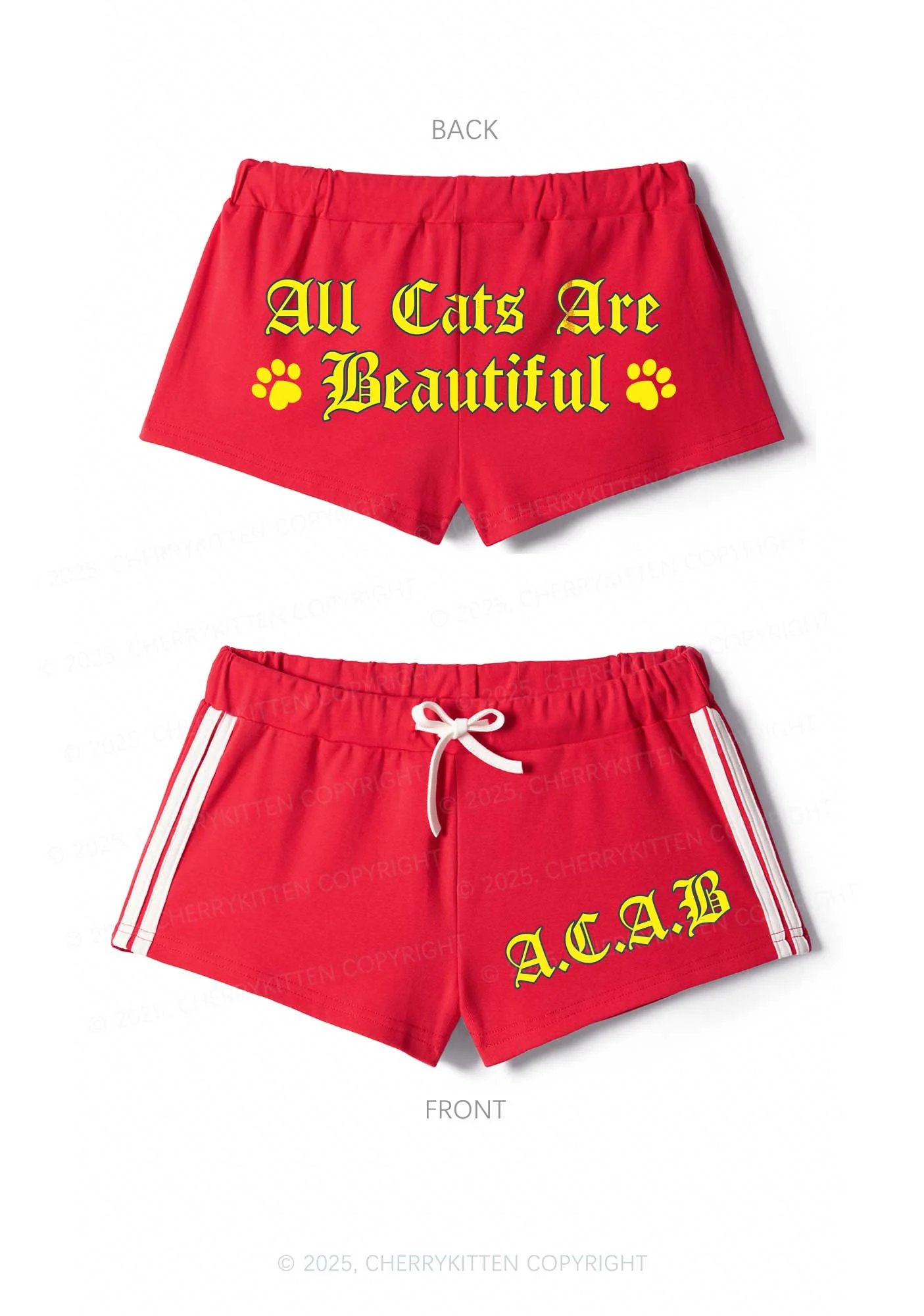 ACAB Cats Y2K Drawstring Mini Shorts Cherrykitten - Image 6