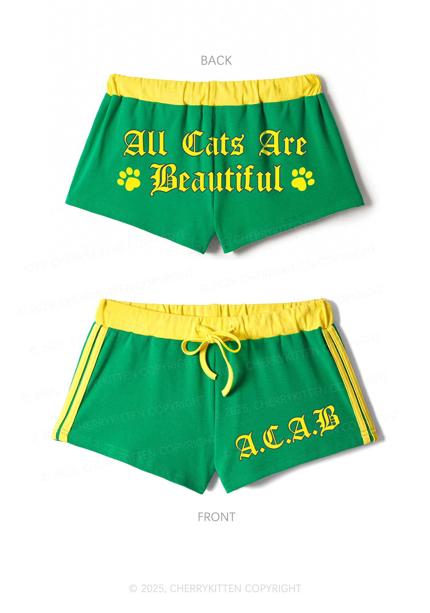 ACAB Cats Y2K Drawstring Mini Shorts Cherrykitten - Image 7