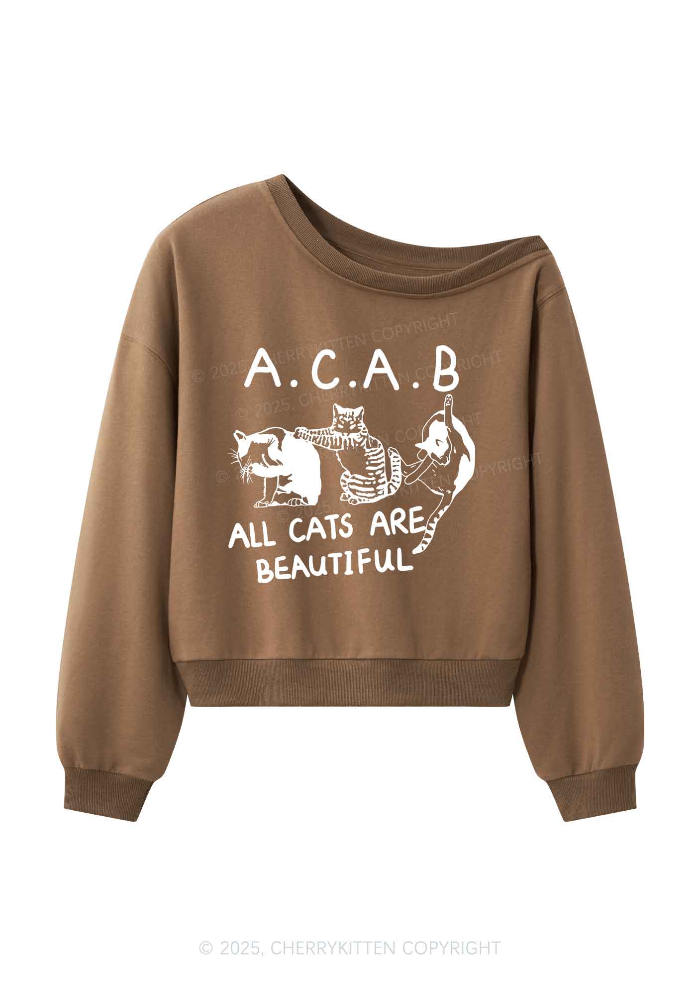 ACAB Cats Y2K Off Shoulder Sweatshirts Cherrykitten - Image 4