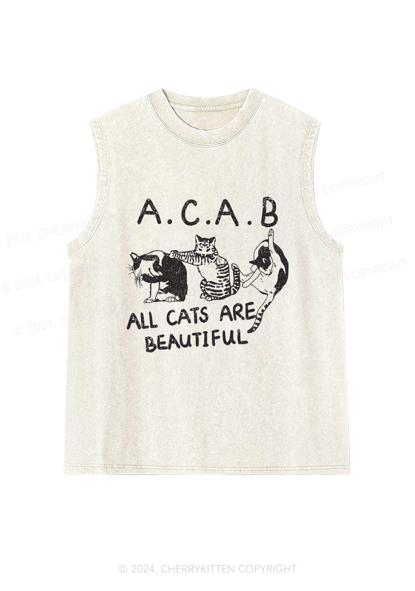 ACAB Cats Y2K Washed Tank Cherrykitten - Image 4