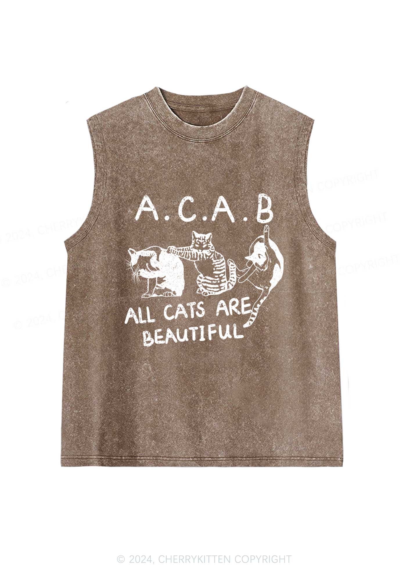 ACAB Cats Y2K Washed Tank Cherrykitten - Image 6
